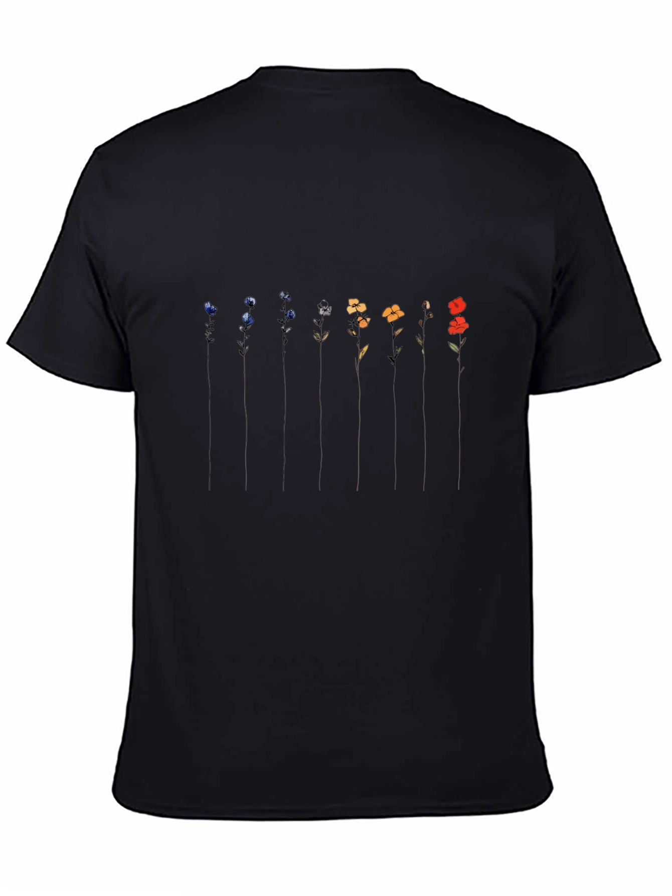 Floral Spectrum Black T-Shirt