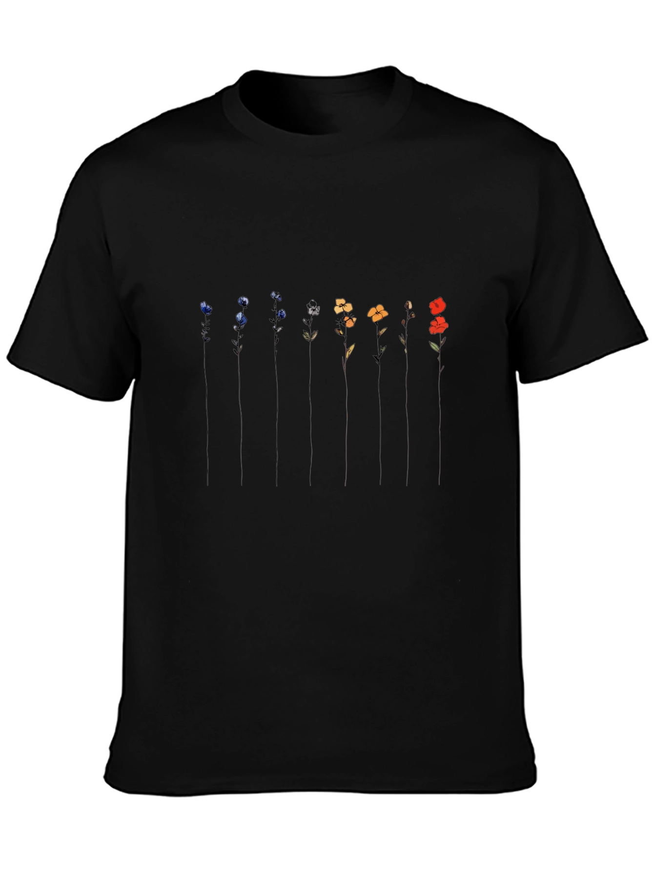 Floral Spectrum Black T-Shirt
