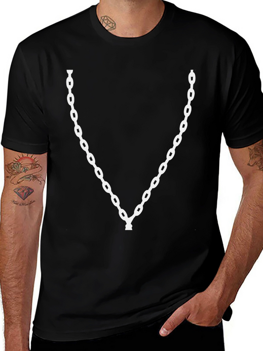 Mens Novelty Chain Print Black T-Shirt
