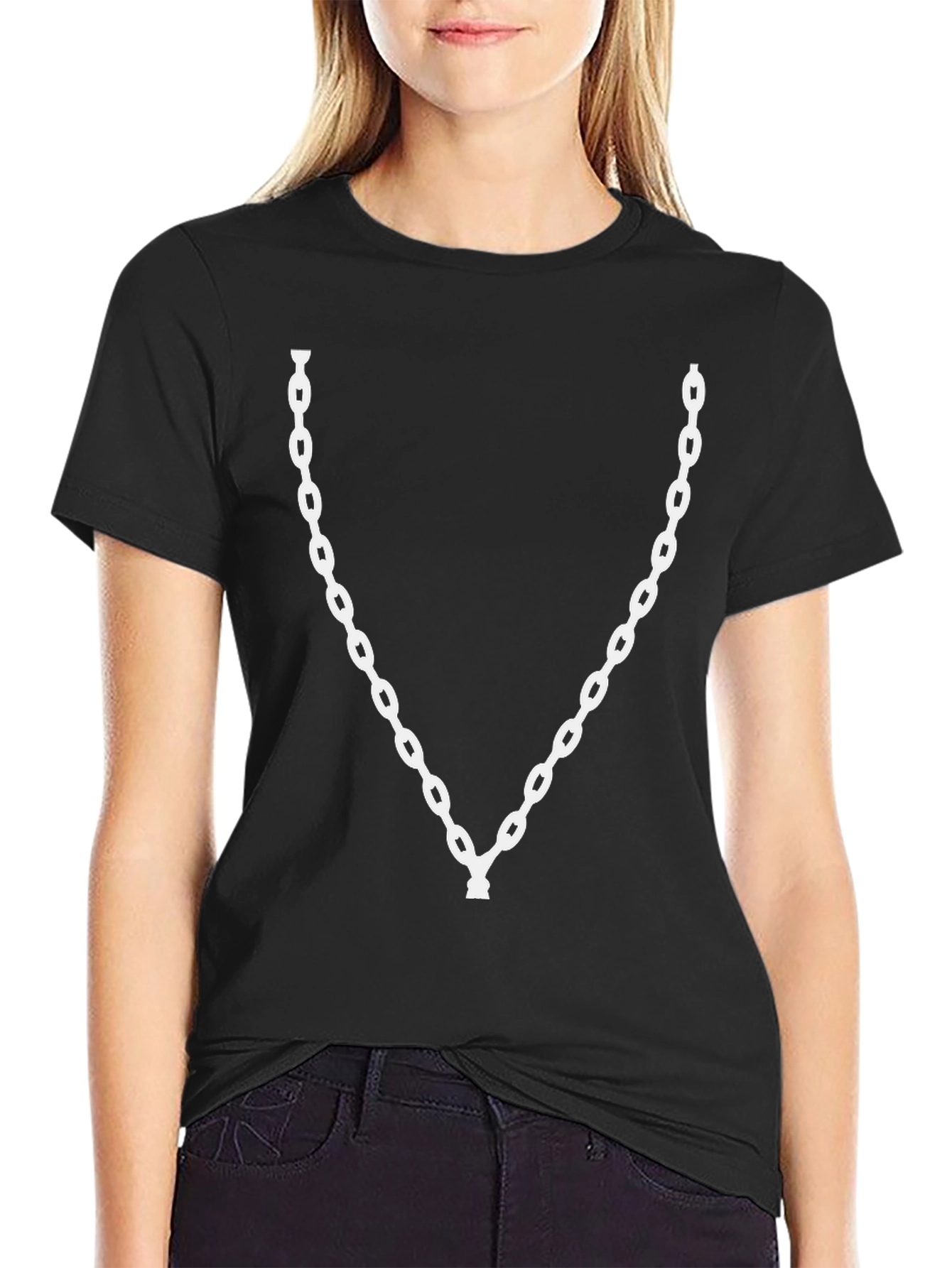 Mens Novelty Chain Print Black T-Shirt