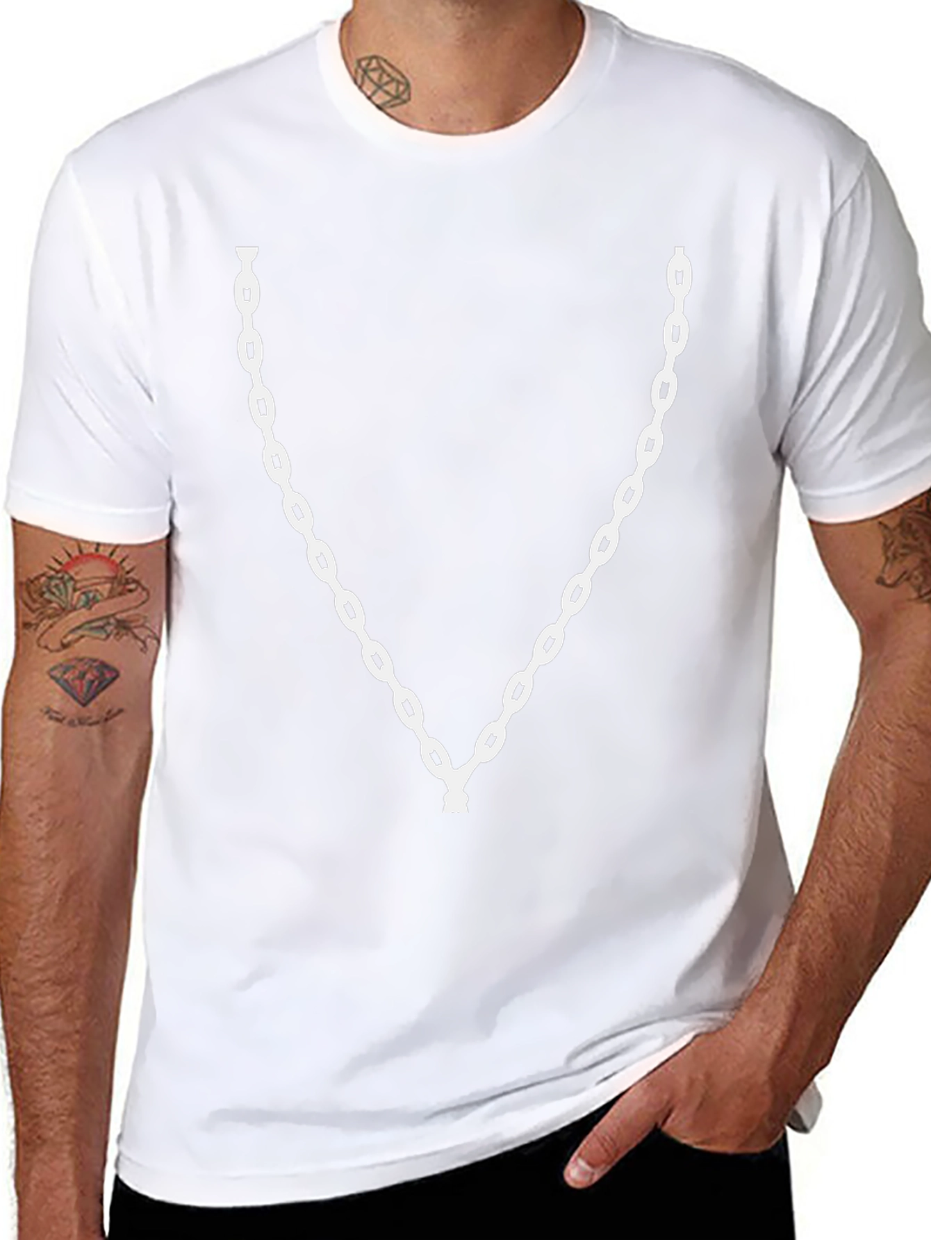 Mens Novelty Chain Print Black T-Shirt