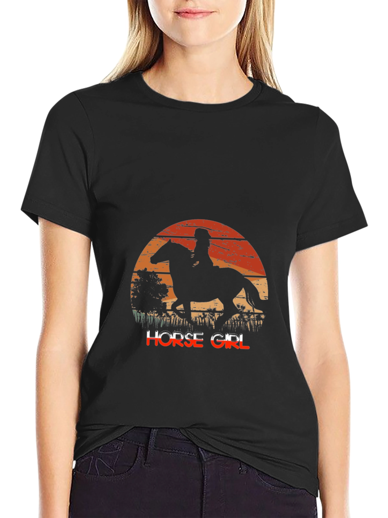 Horse Girl Sunset Graphic Tee