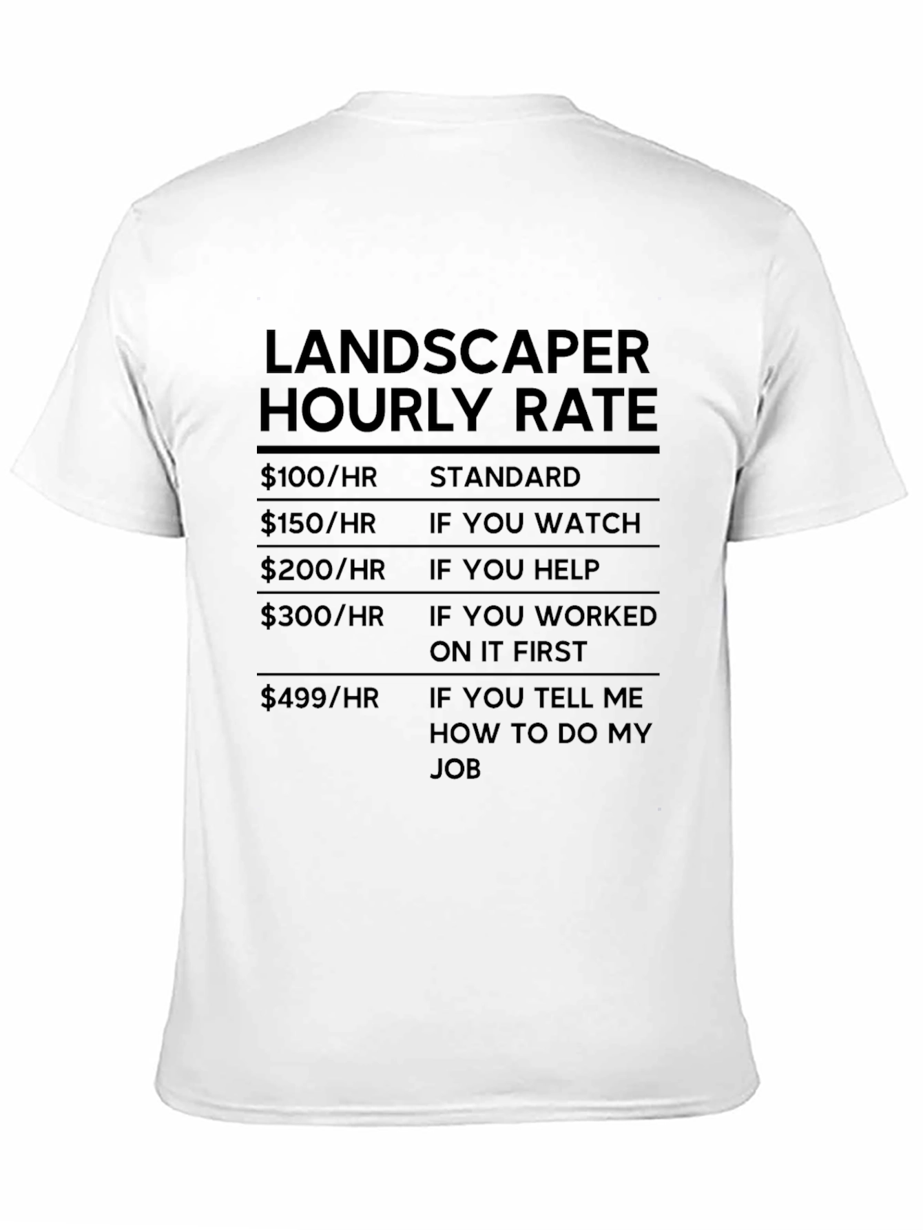 Landscaper Hourly Rate Funny Graphic Tee