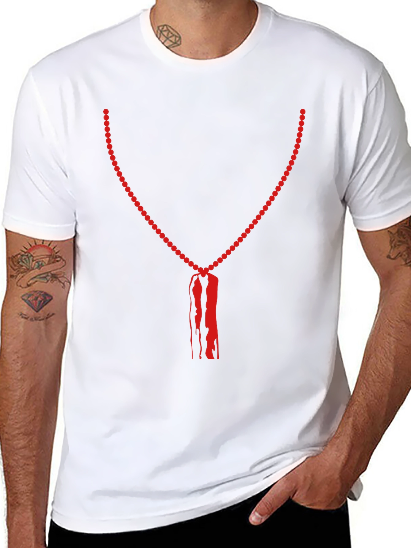 Unique Bead Necklace Graphic Print Tee