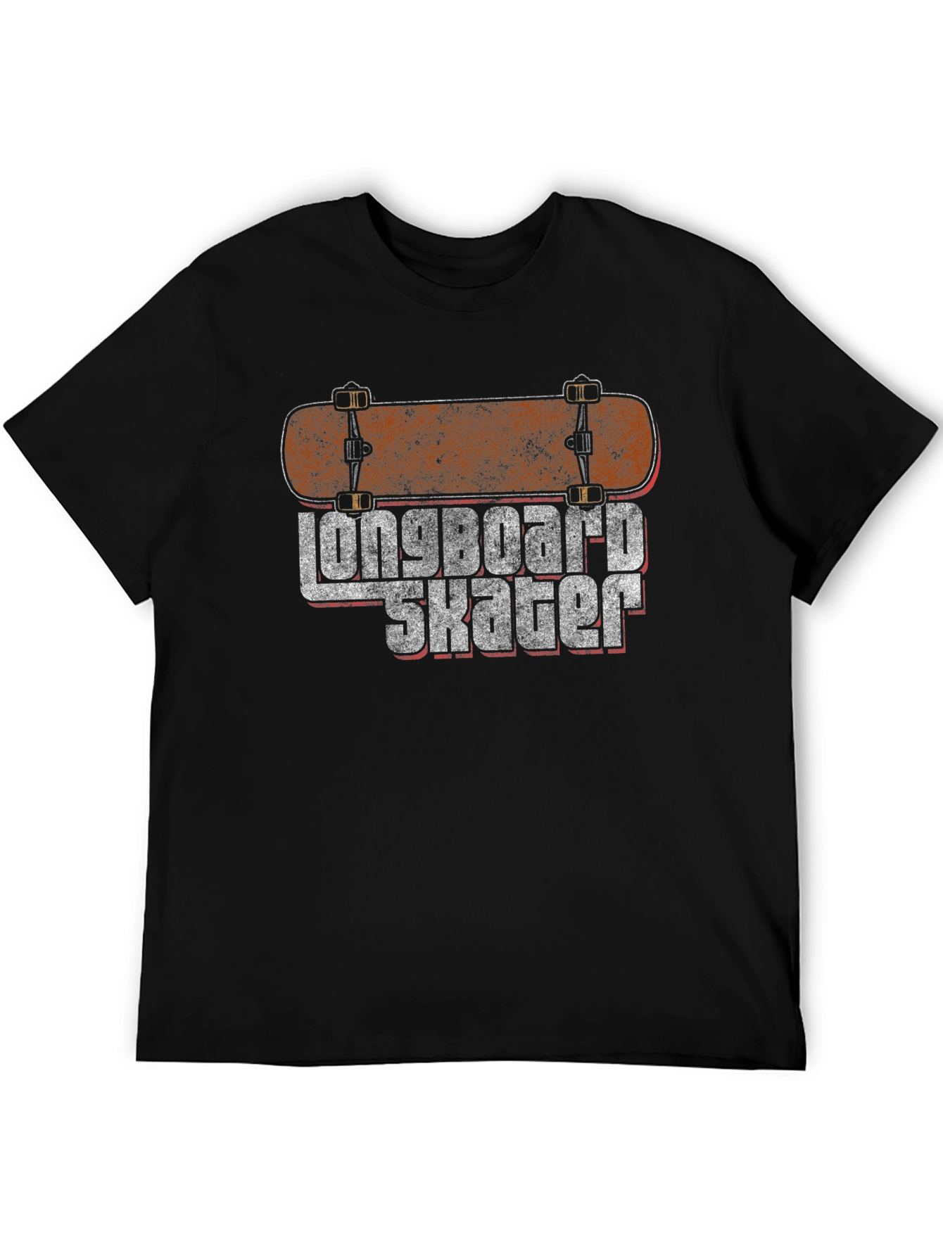 Longboard Skater Graphic Black T-Shirt