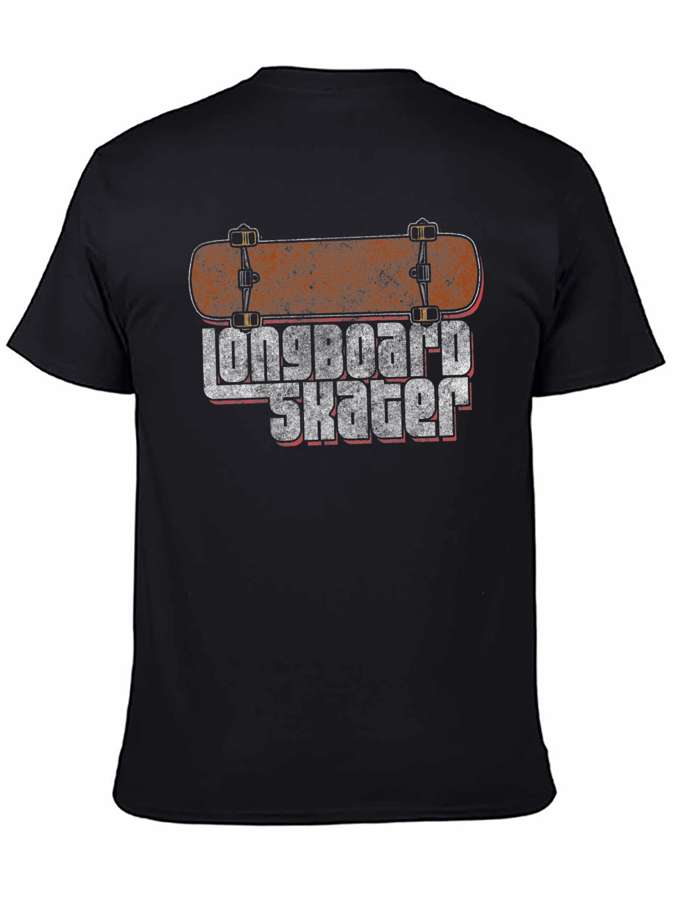 Longboard Skater Graphic Black T-Shirt