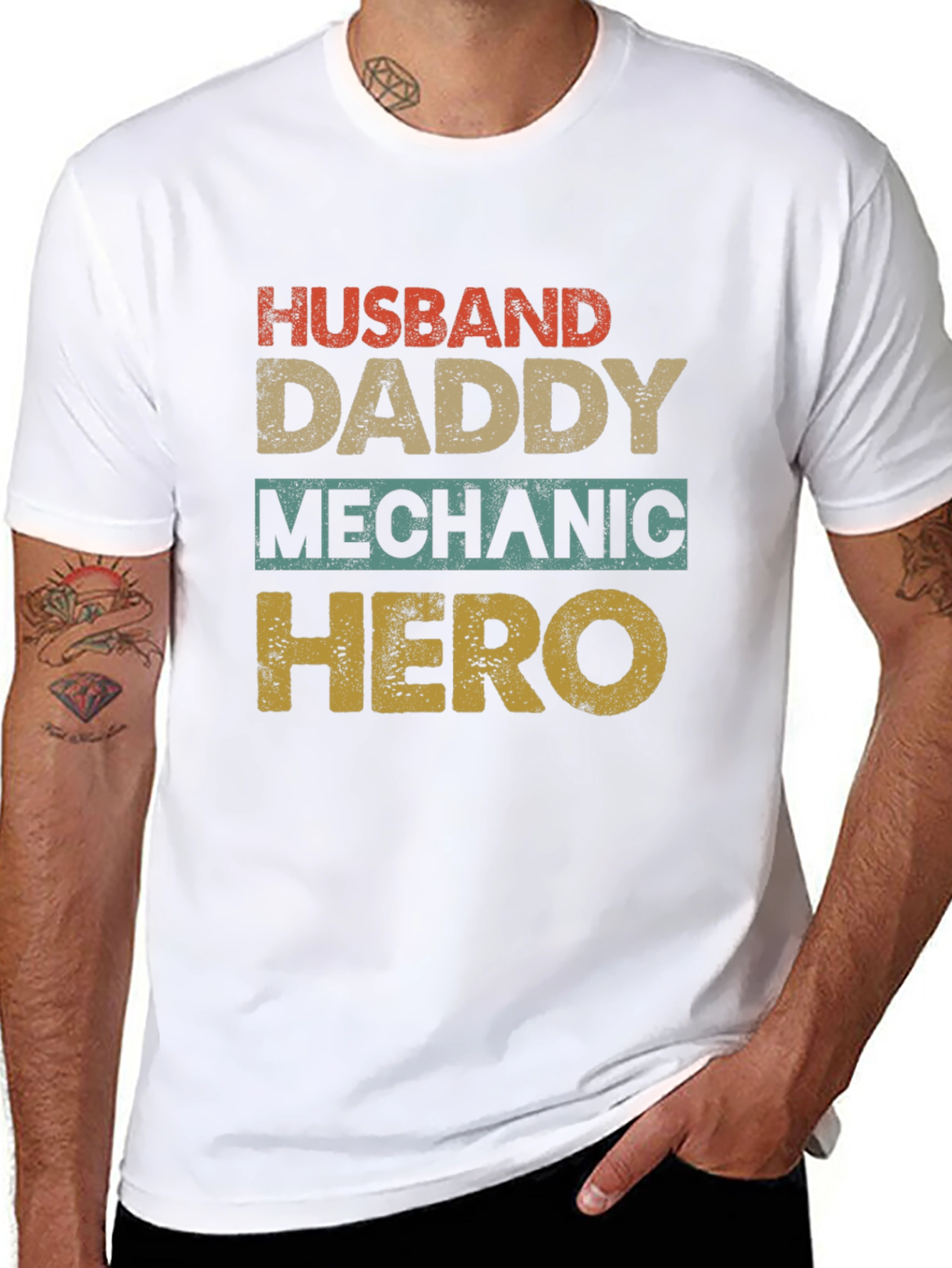Husband Daddy Mechanic Hero Mens T-Shirt