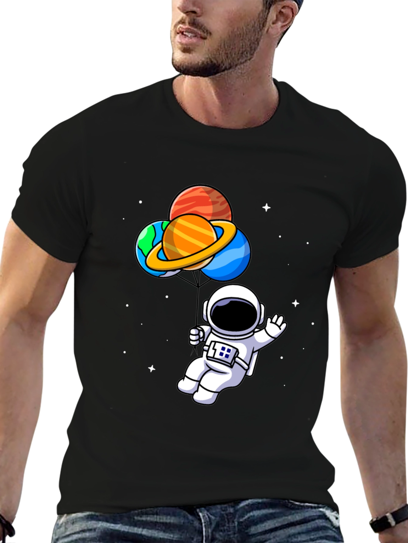 Astronaut Space Planets Graphic T-Shirt