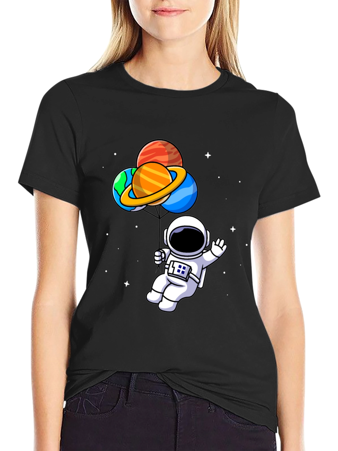 Astronaut Space Planets Graphic T-Shirt
