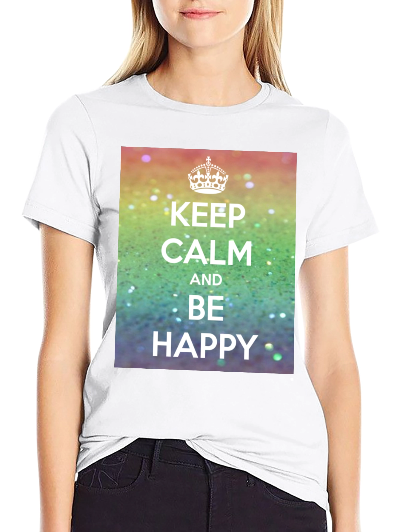 Keep Calm T-Shirt - Rainbow Sparkle Design