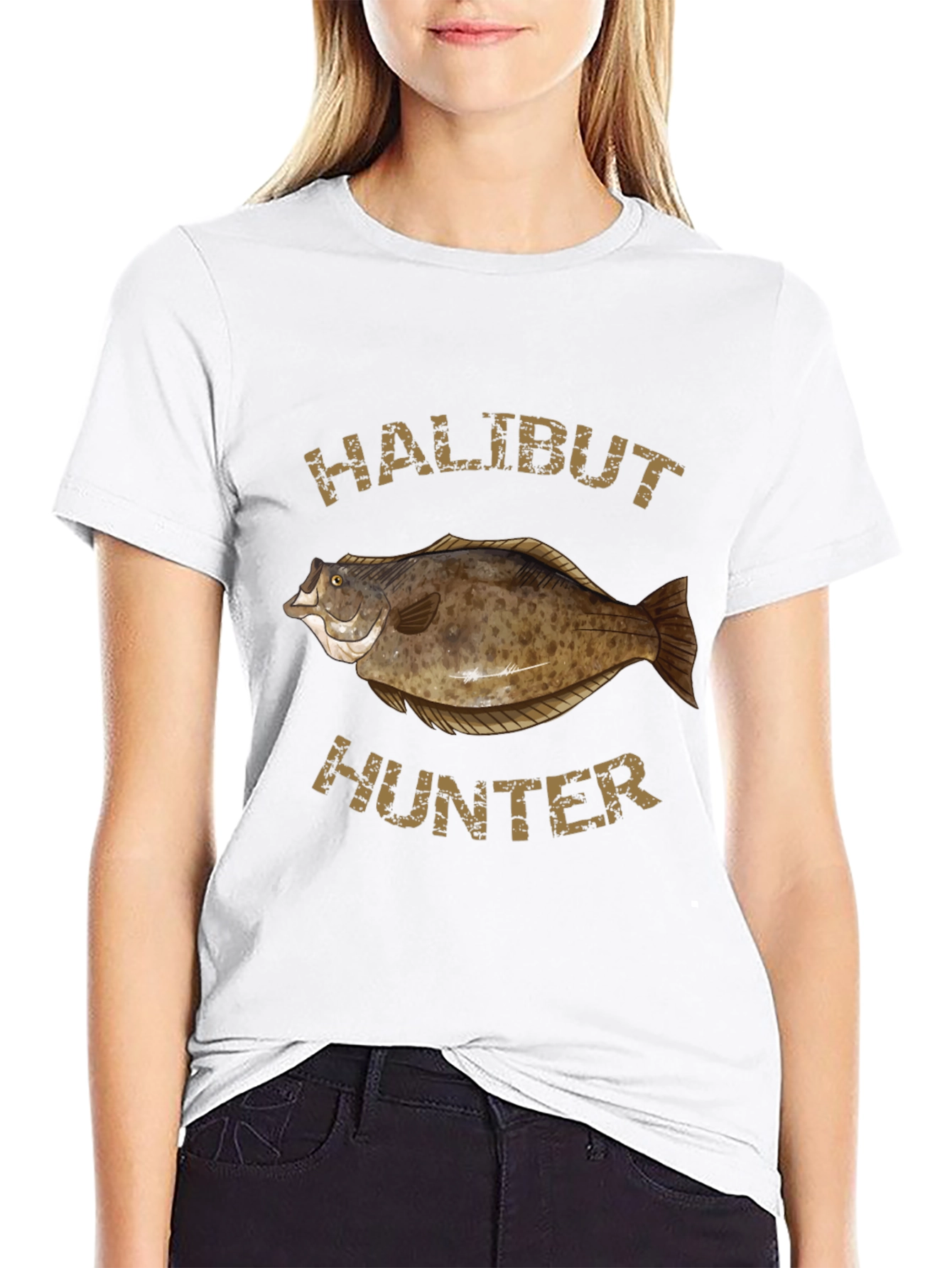 Halibut Hunter Black T-Shirt: Fishing Apparel
