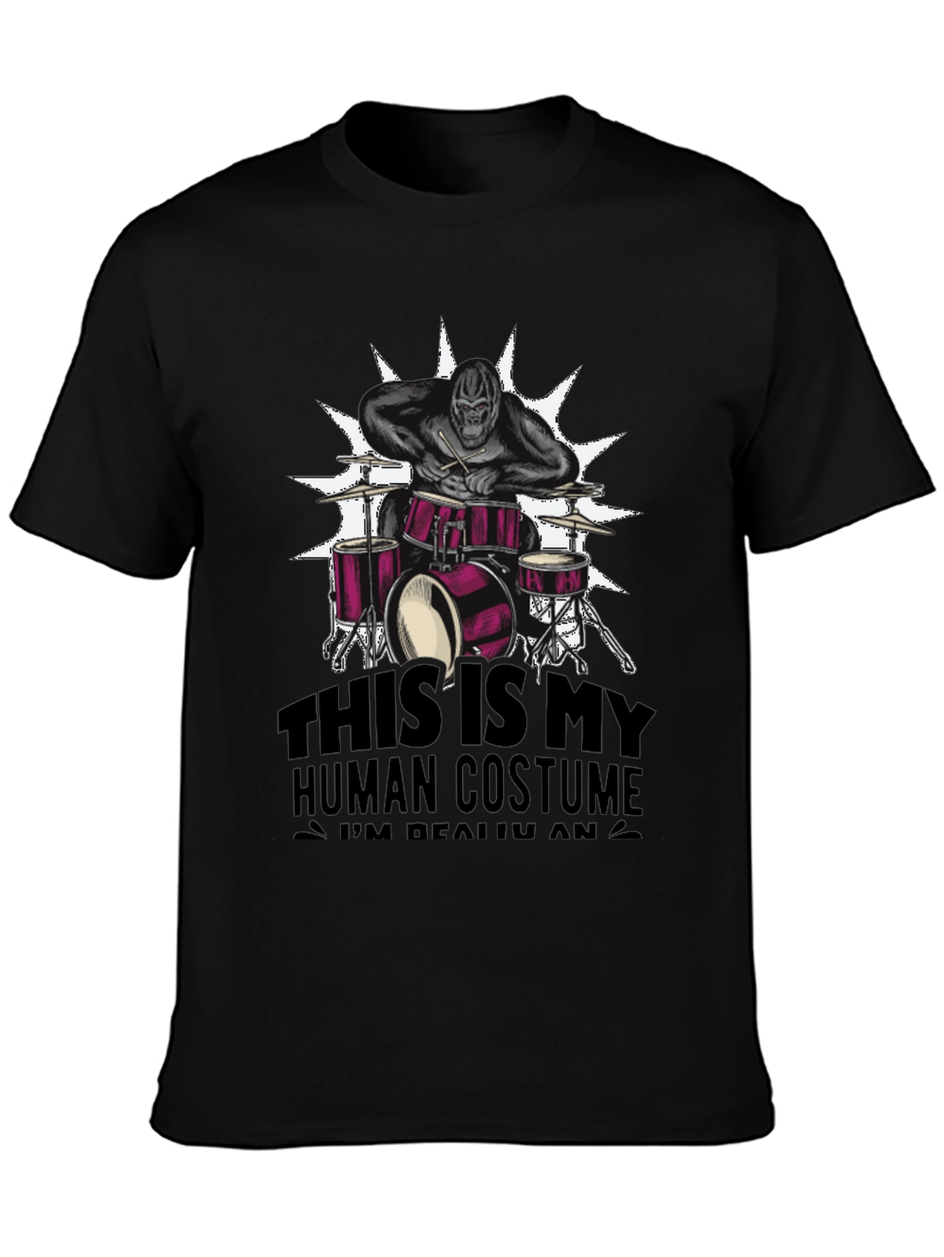 Funny Gorilla Drummer Costume T-Shirt