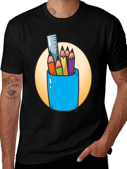 Colorful Pencil Holder Graphic T-Shirt