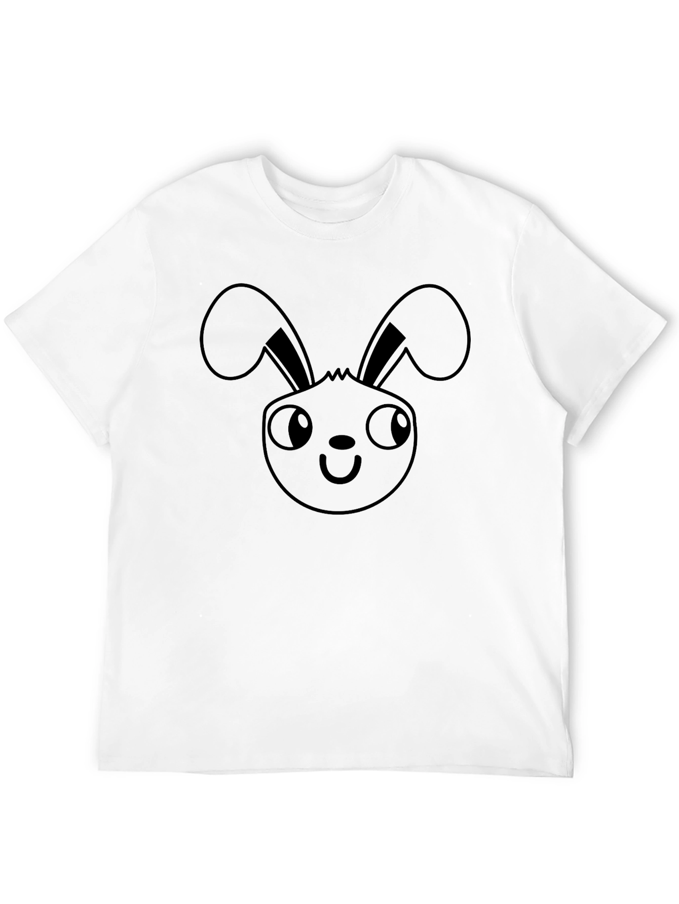 Bunny Face Graphic Tee - Black Cotton Casual T-Shirt