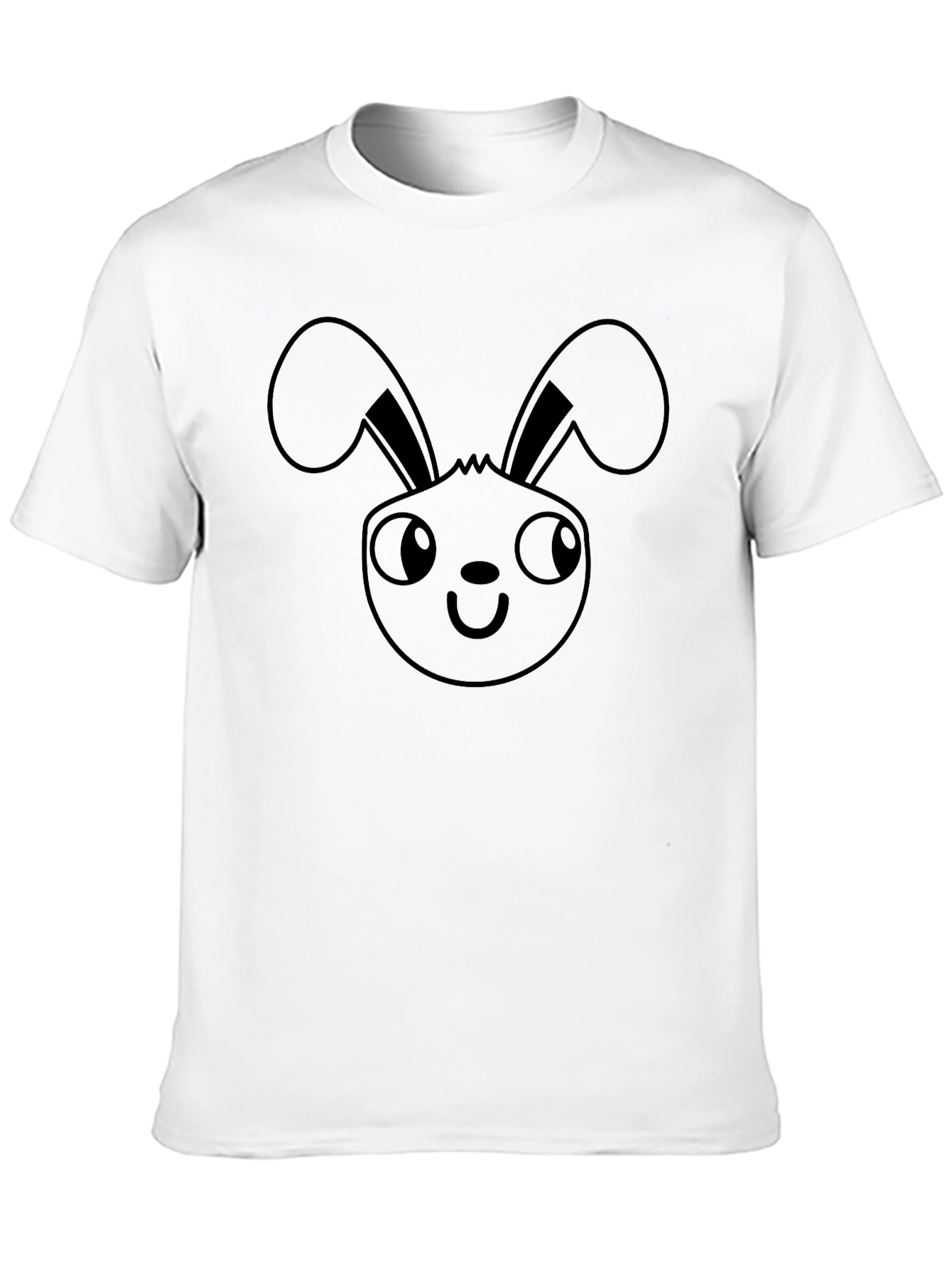 Bunny Face Graphic Tee - Black Cotton Casual T-Shirt