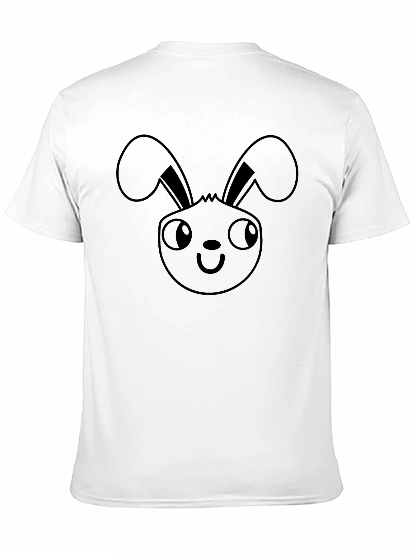 Bunny Face Graphic Tee - Black Cotton Casual T-Shirt