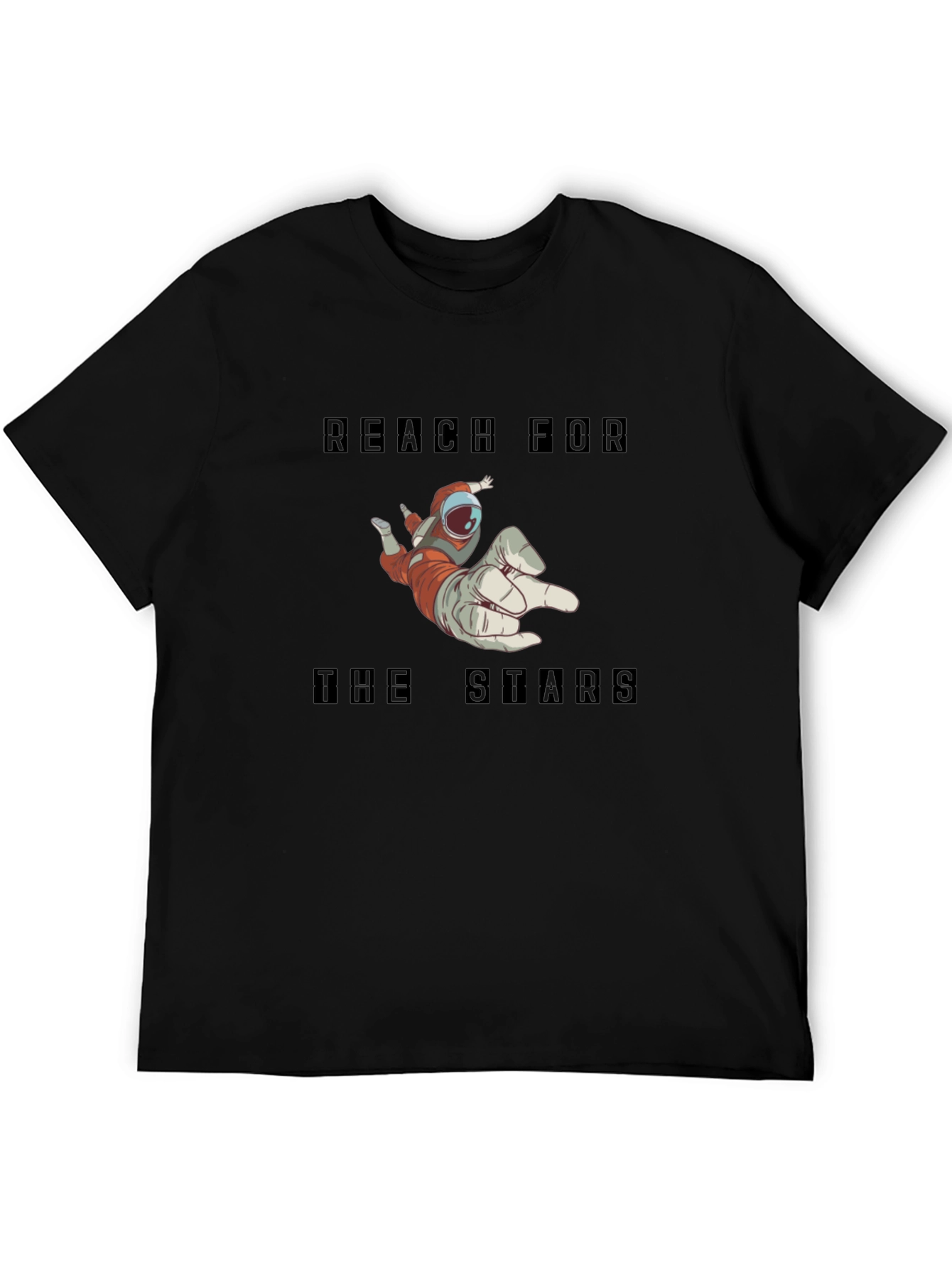 Reach for the Stars Astronaut Graphic Black T-Shirt