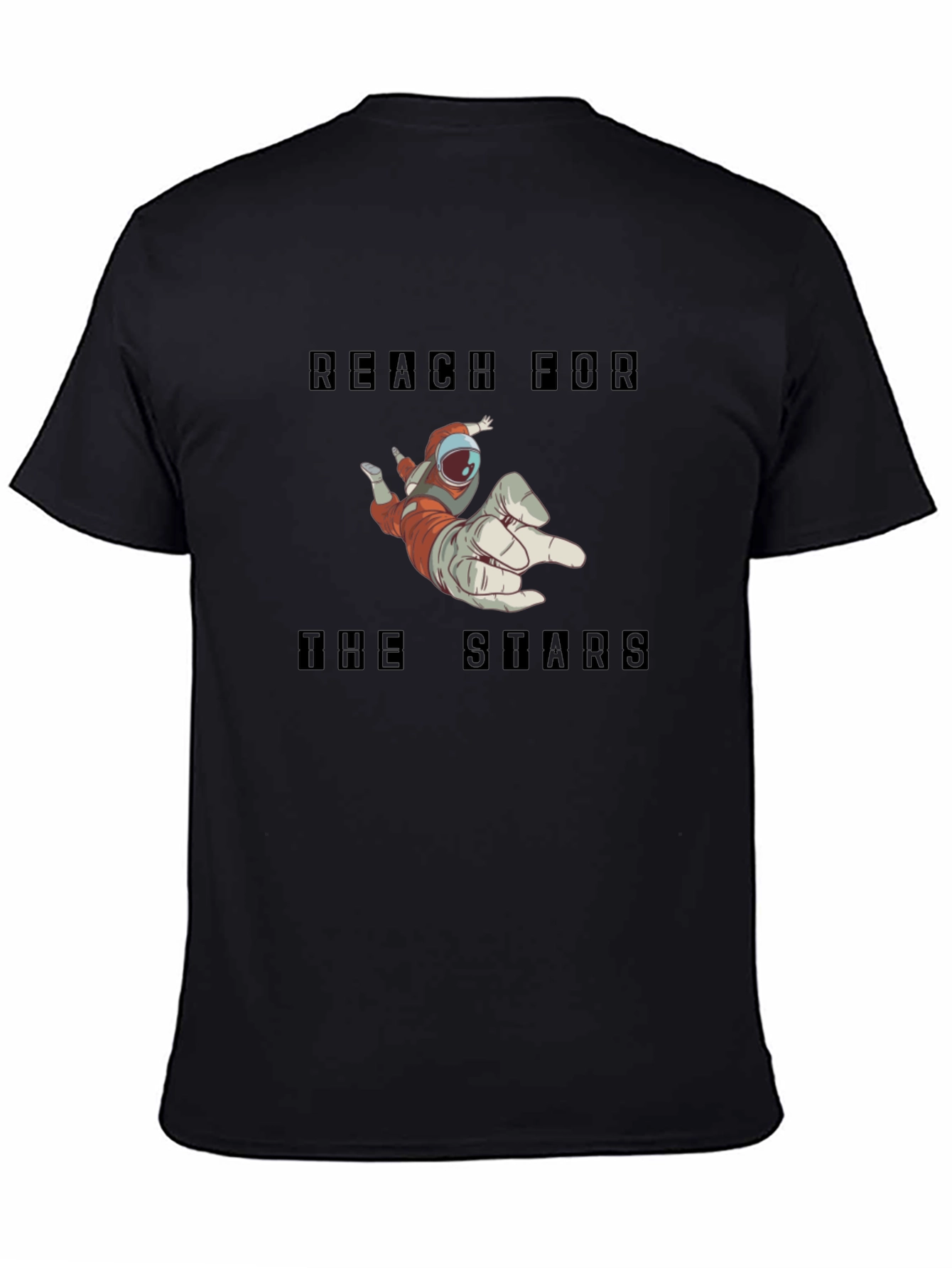 Reach for the Stars Astronaut Graphic Black T-Shirt