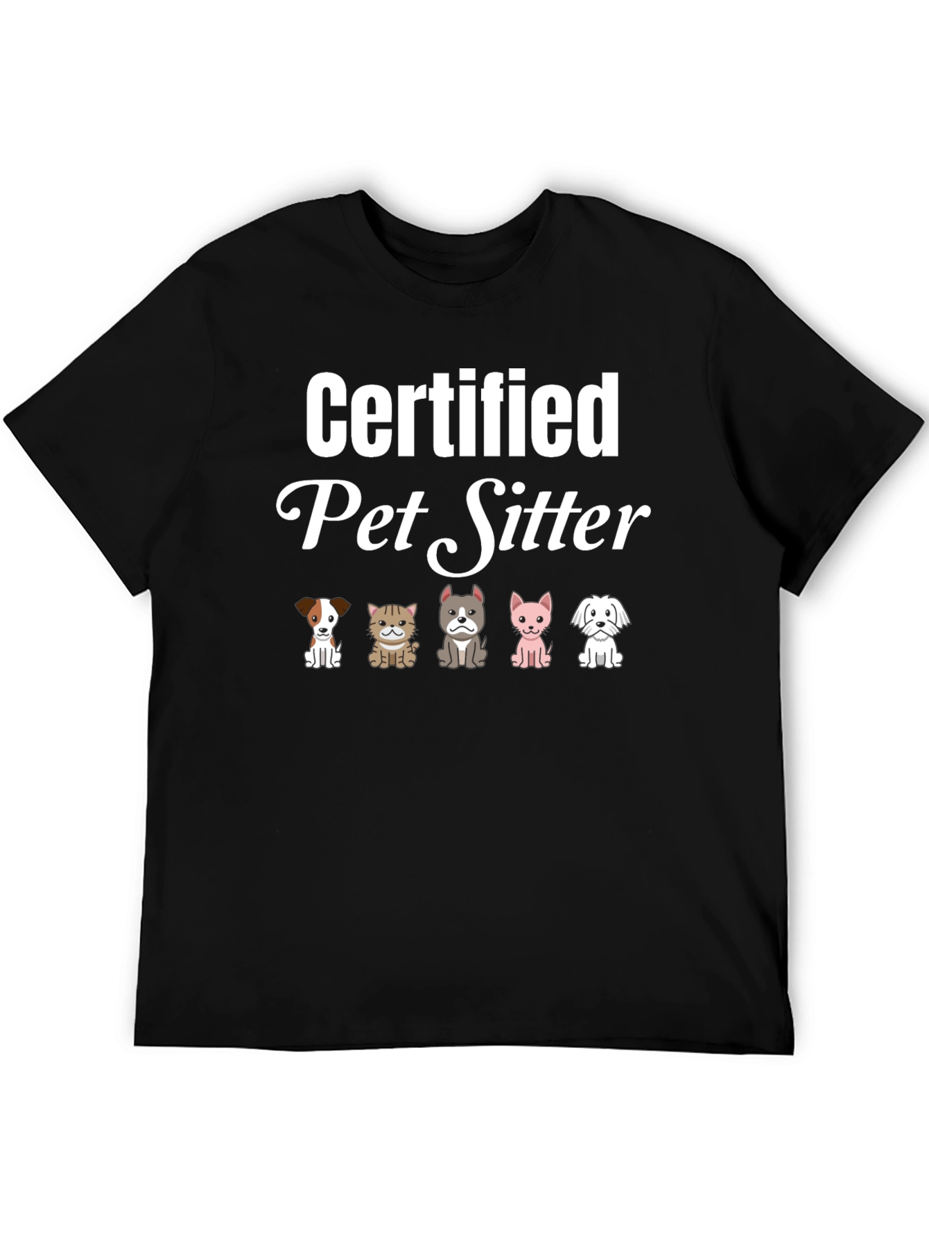 Certified Pet Sitter T-Shirt Cute Dogs & Cats