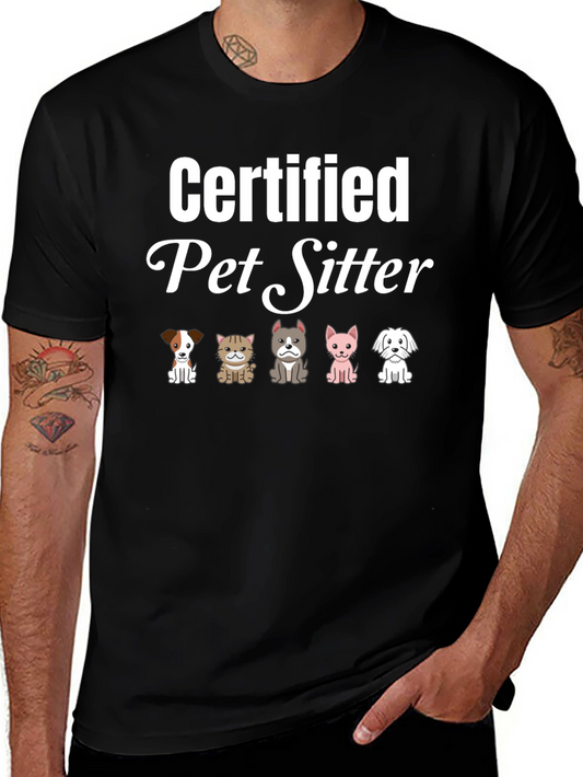 Certified Pet Sitter T-Shirt Cute Dogs & Cats