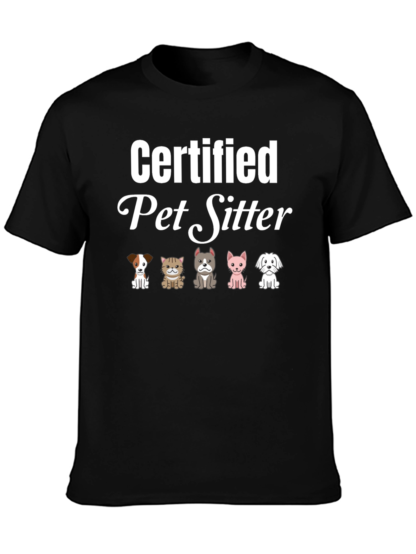 Certified Pet Sitter T-Shirt Cute Dogs & Cats