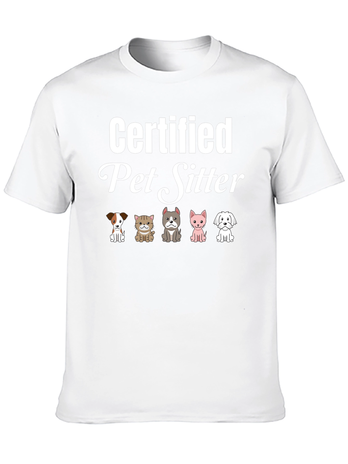 Certified Pet Sitter T-Shirt Cute Dogs & Cats