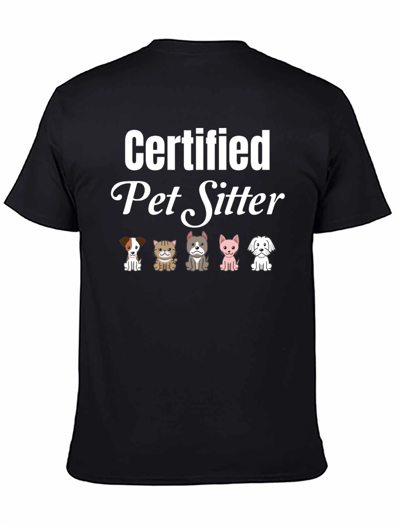 Certified Pet Sitter T-Shirt Cute Dogs & Cats