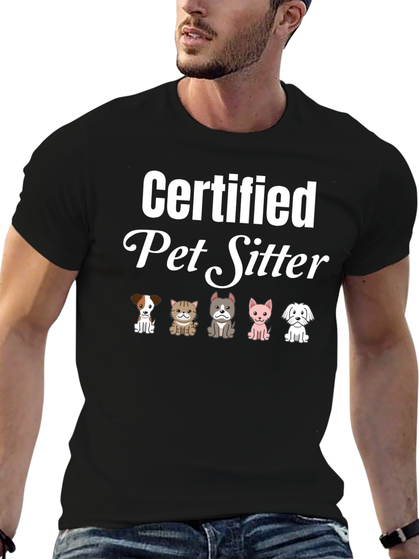 Certified Pet Sitter T-Shirt Cute Dogs & Cats