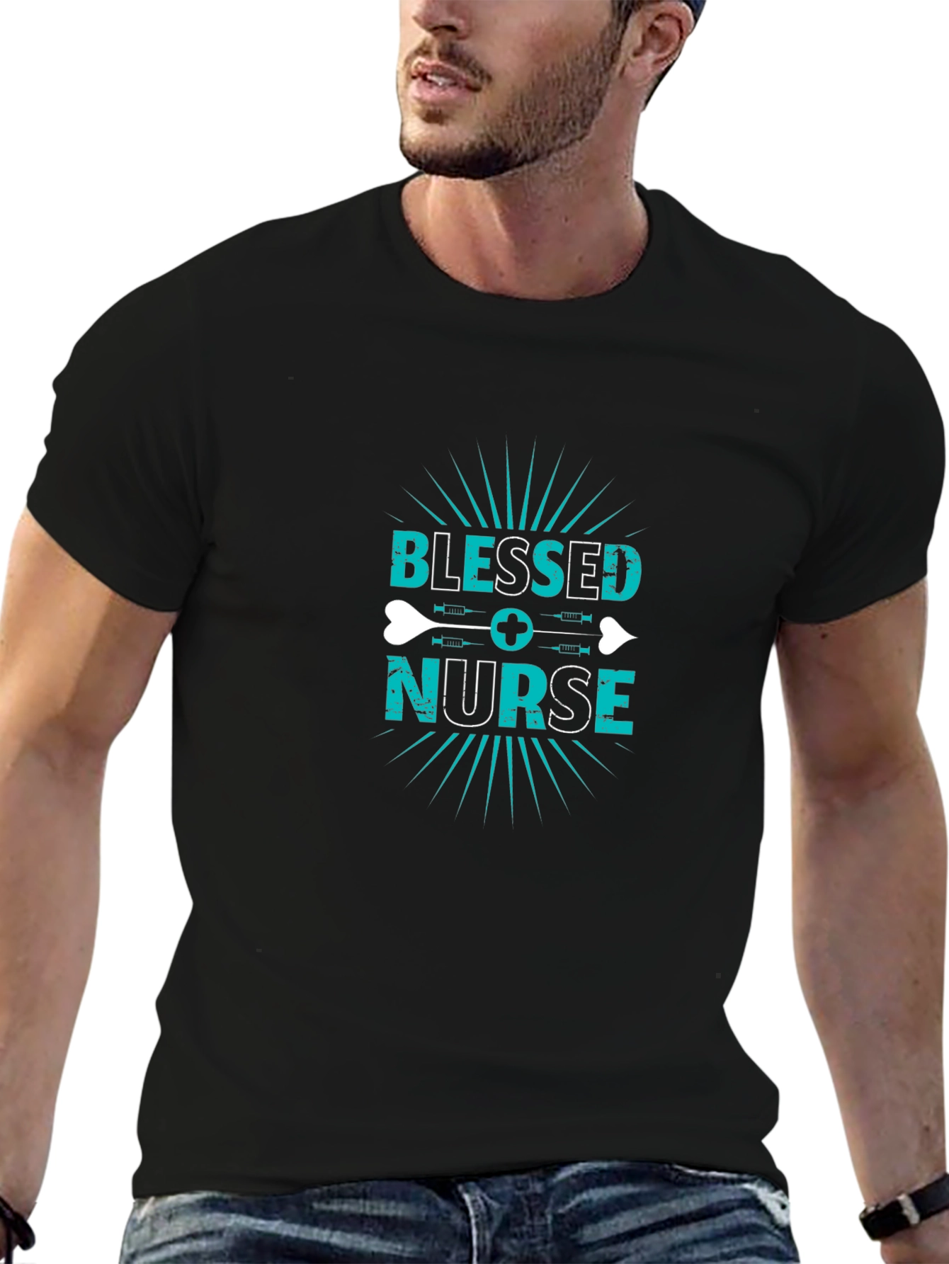Blessed Nurse Graphic Tee - Black