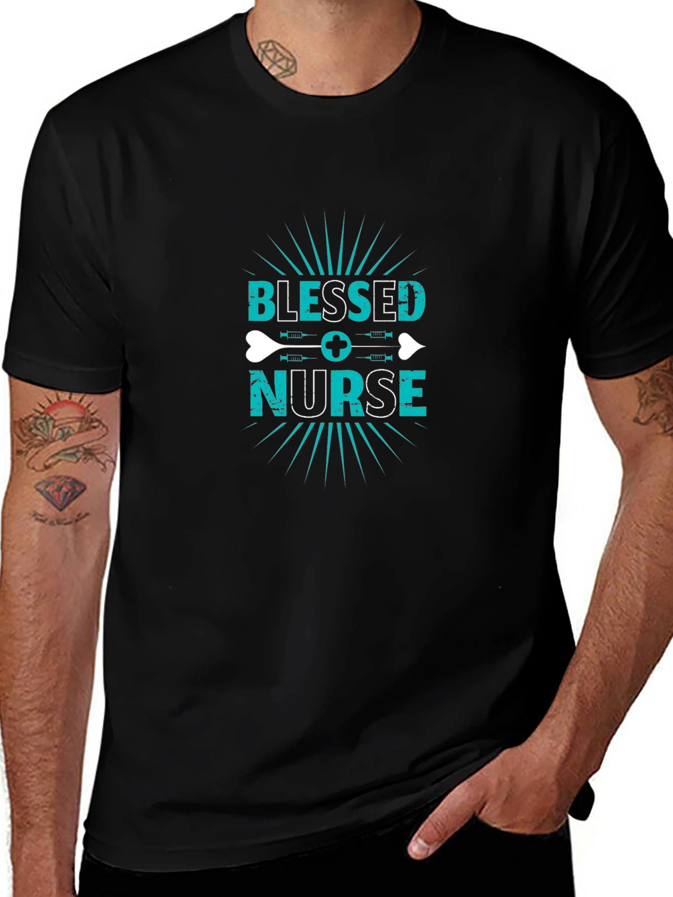 Blessed Nurse Graphic Tee - Black