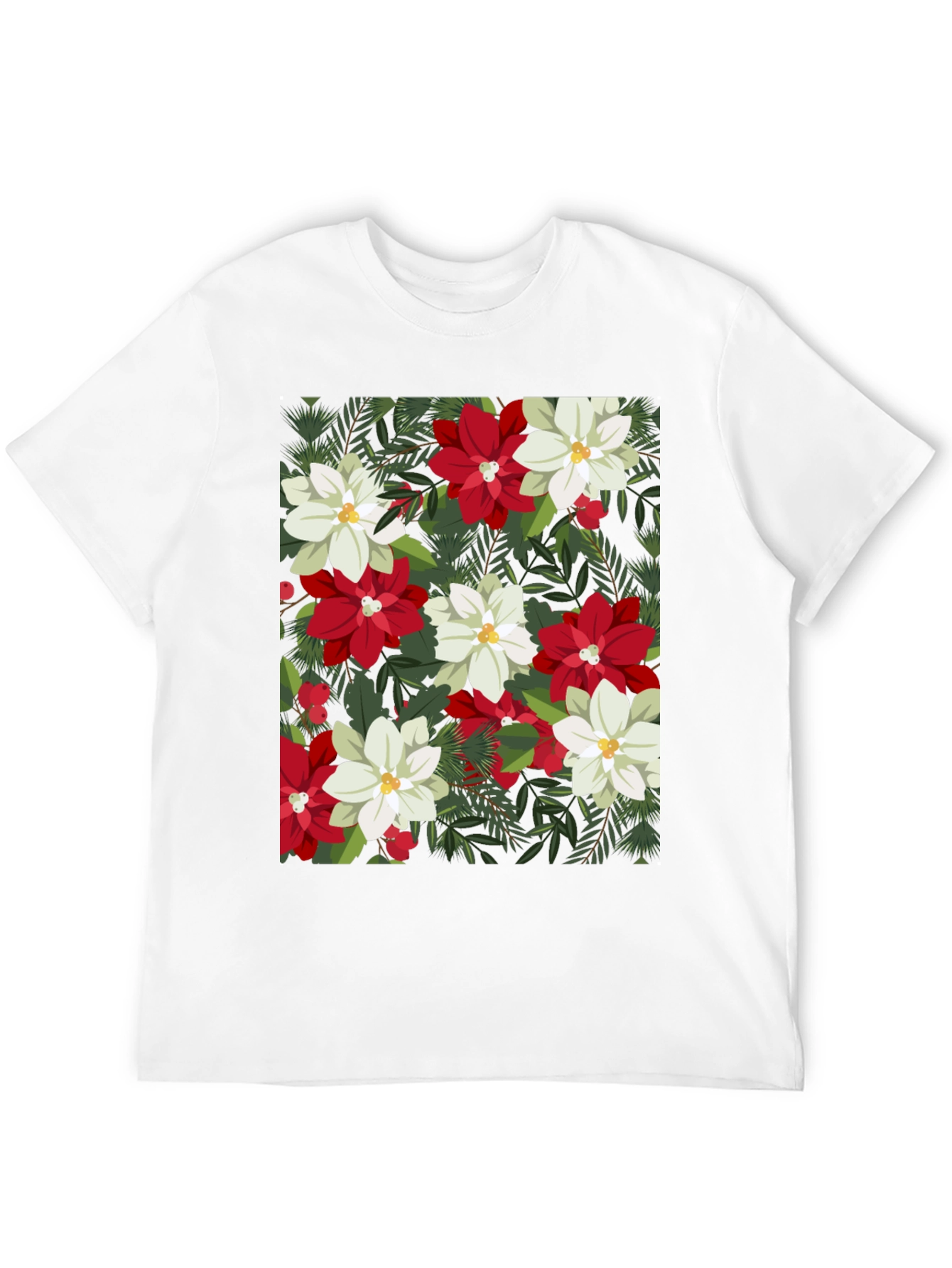 Floral Poinsettia Print T-Shirt