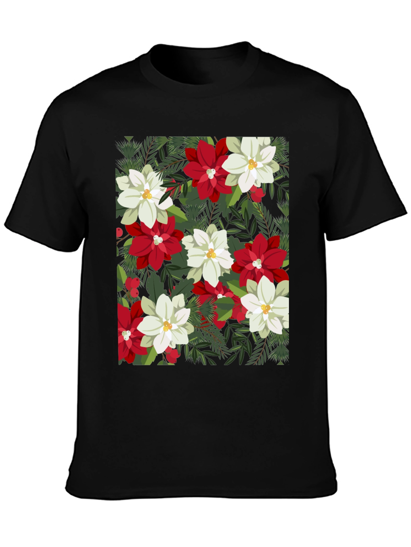 Floral Poinsettia Print T-Shirt