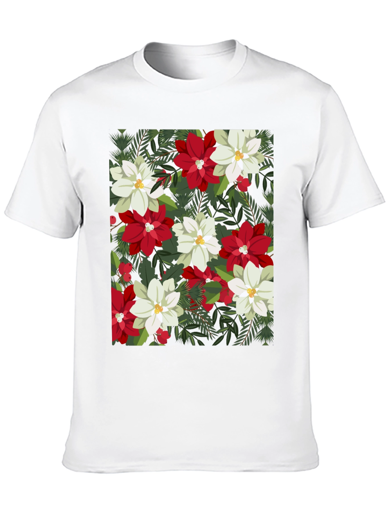 Floral Poinsettia Print T-Shirt
