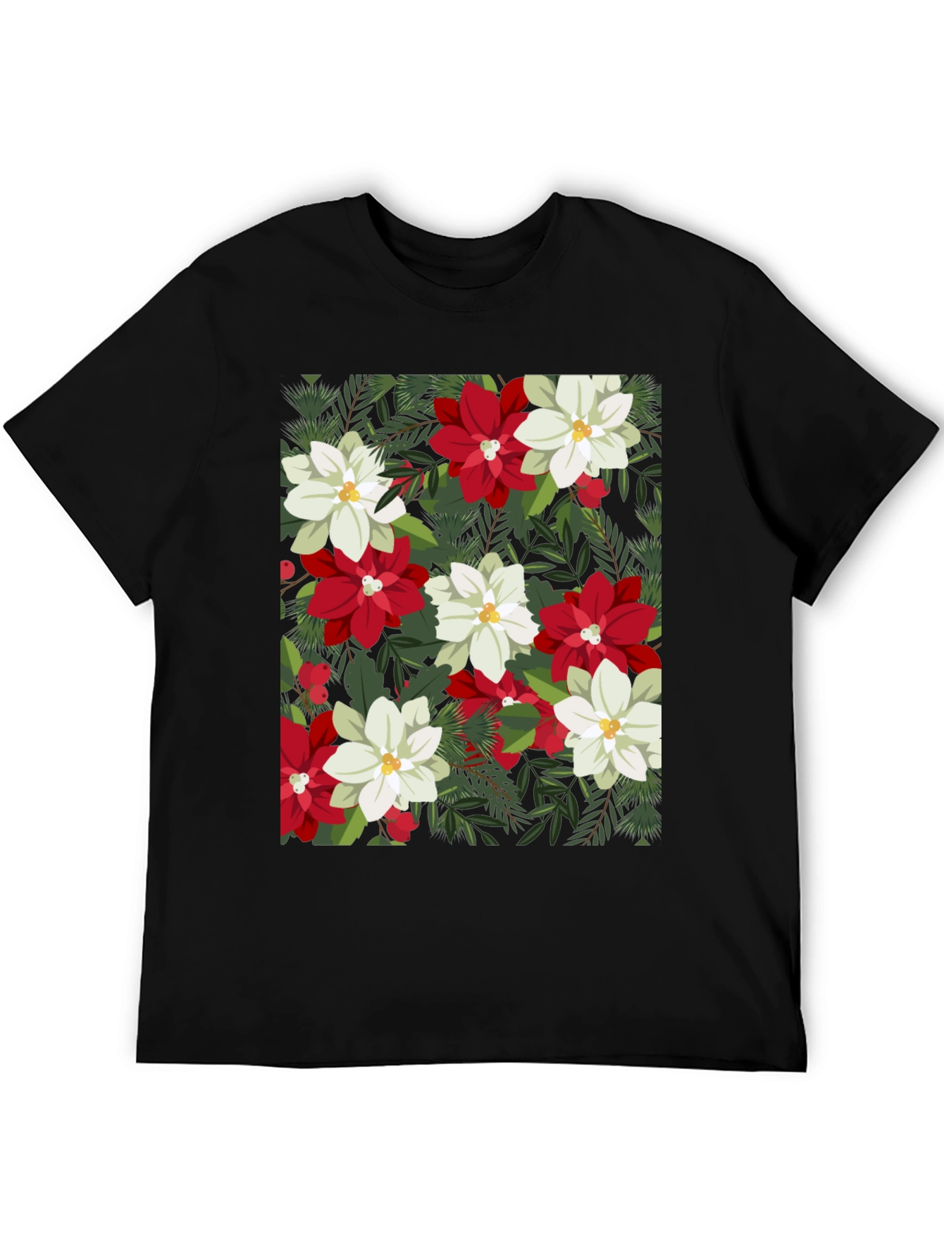 Floral Poinsettia Print T-Shirt