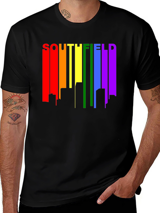 Southfield Pride Rainbow Skyline Black T-Shirt