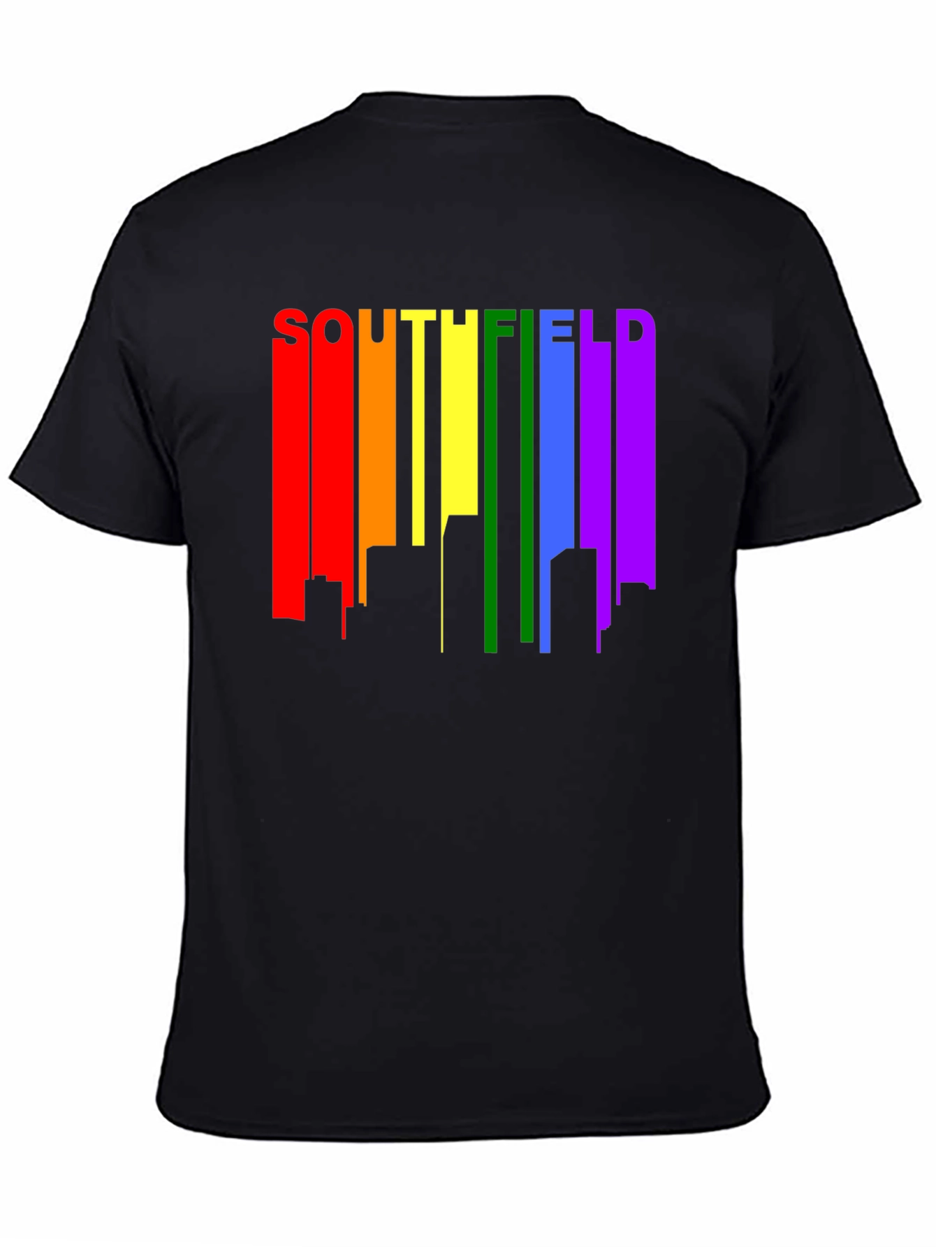 Southfield Pride Rainbow Skyline Black T-Shirt