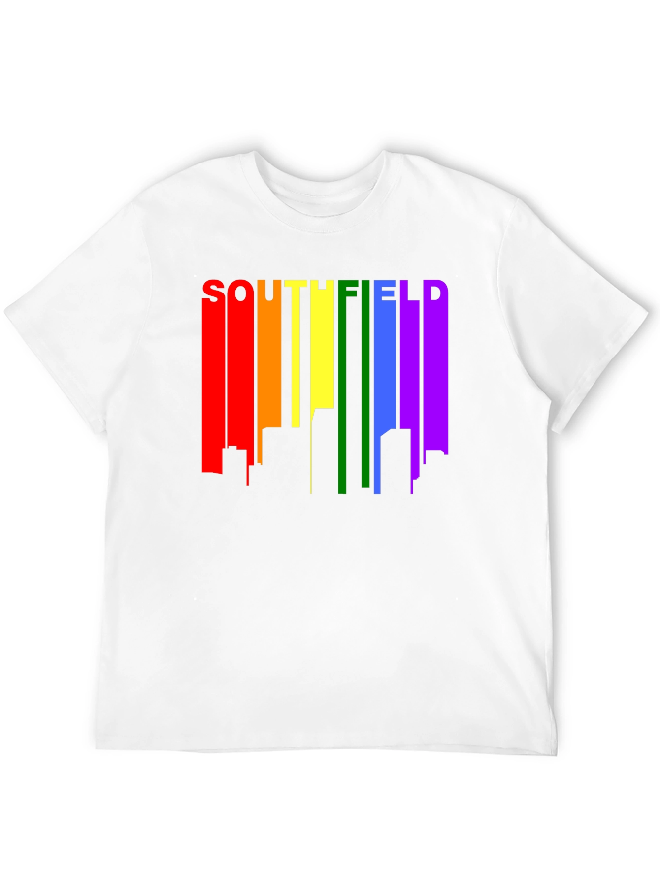 Southfield Pride Rainbow Skyline Black T-Shirt