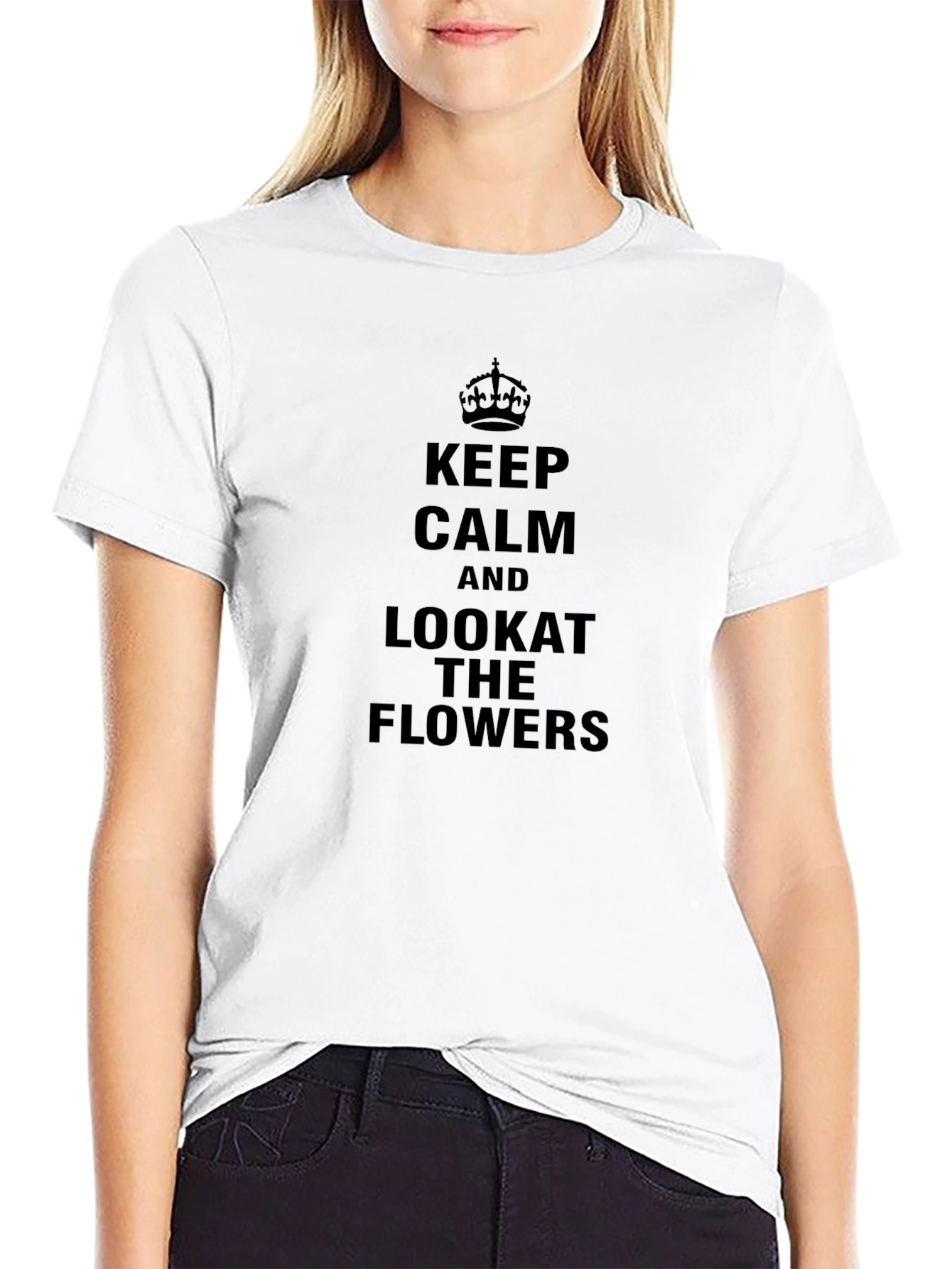 Keep Calm and Look at the Flowers Graphic T-Shirt