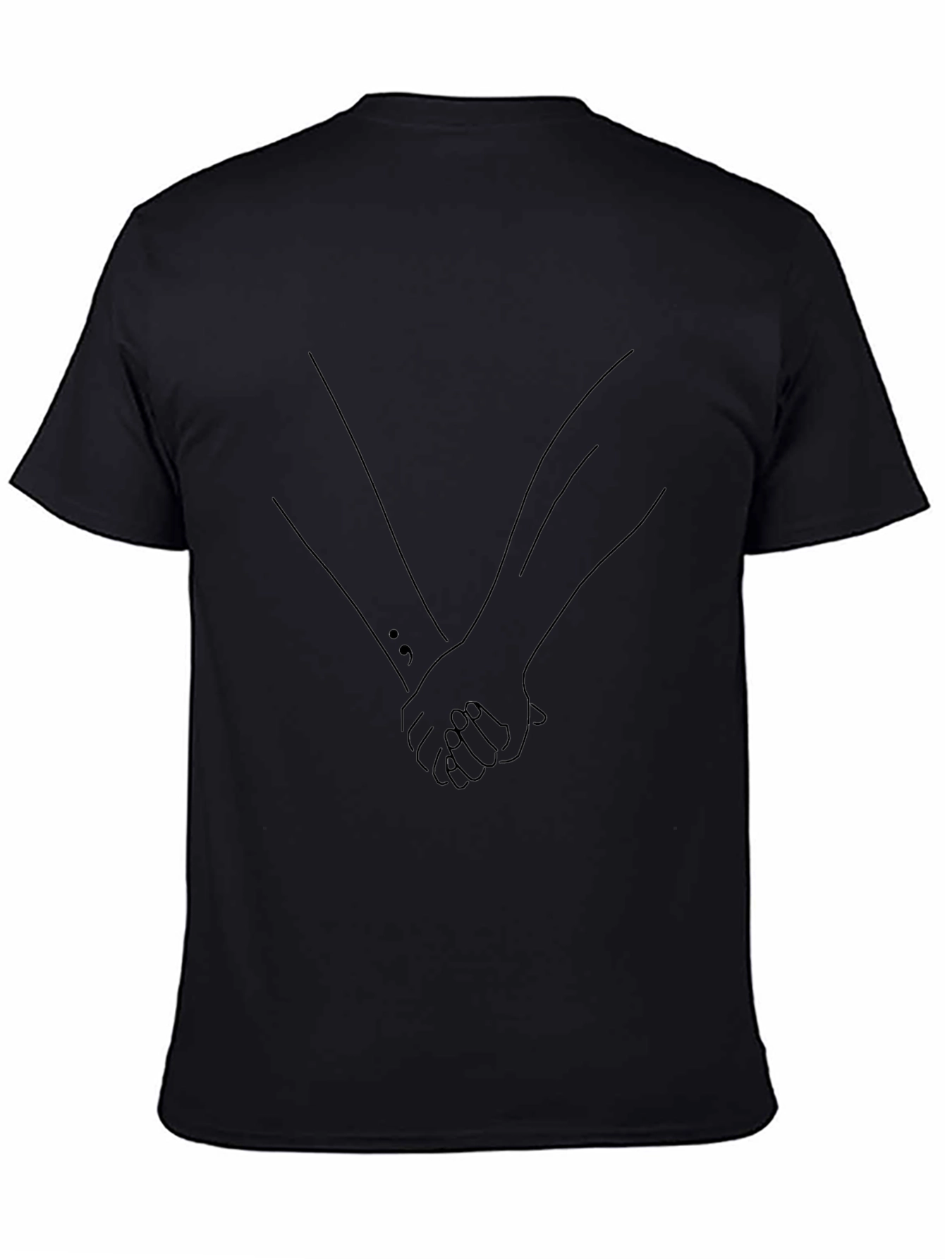 Minimalist Holding Hands Graphic Tee - Black