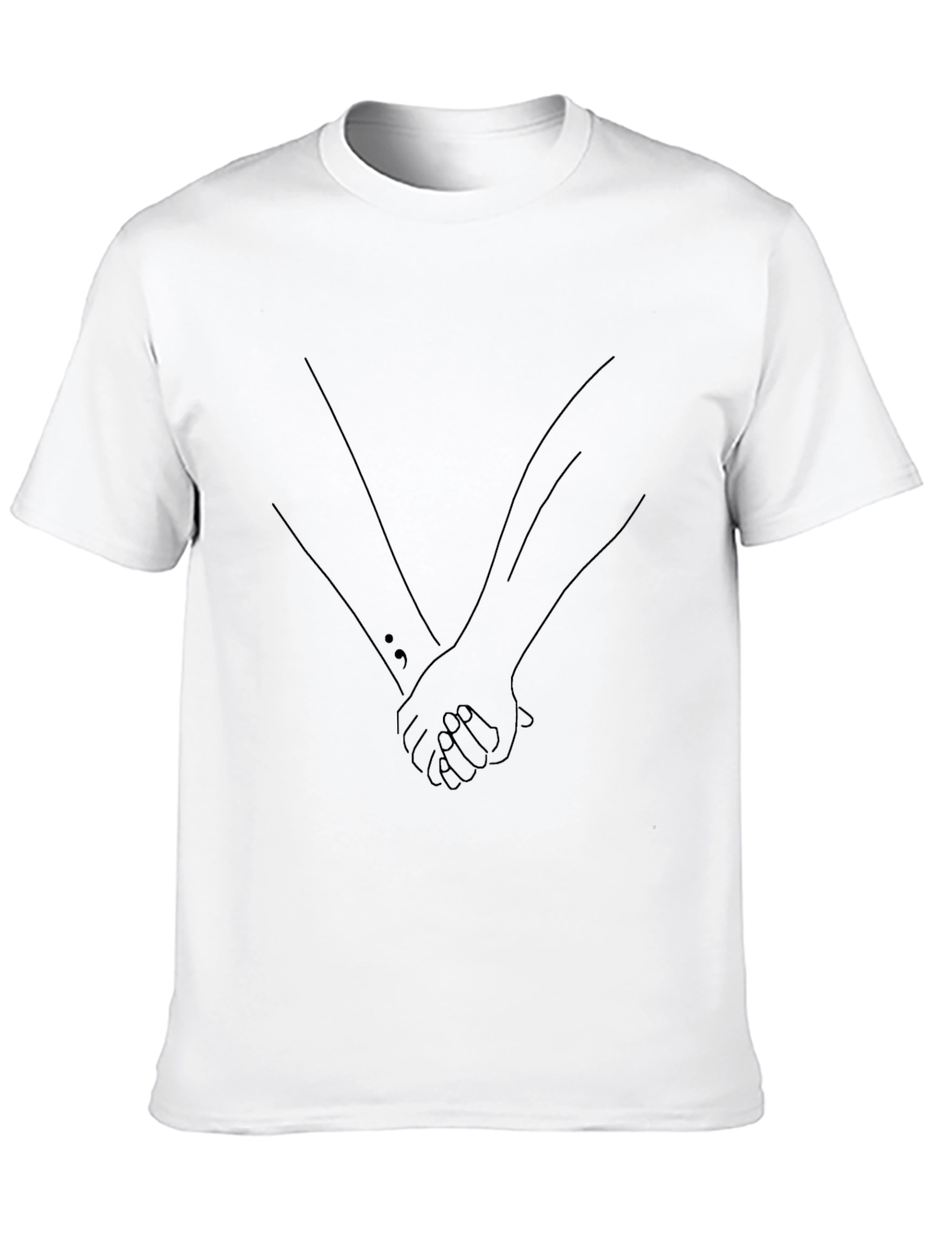 Minimalist Holding Hands Graphic Tee - Black