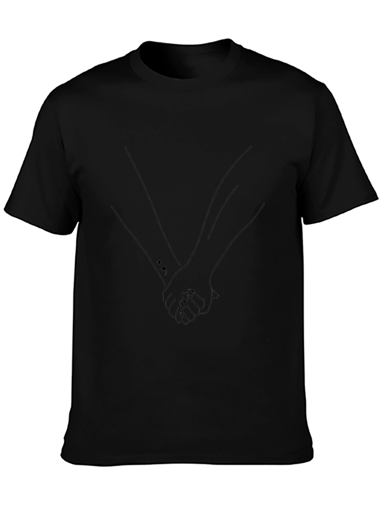 Minimalist Holding Hands Graphic Tee - Black