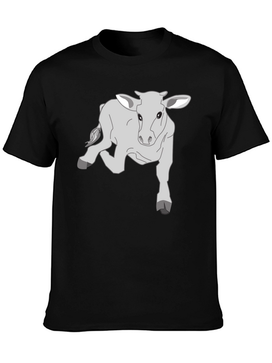 Cow Graphic T-Shirt - Black Cotton Tee for Animal Lovers