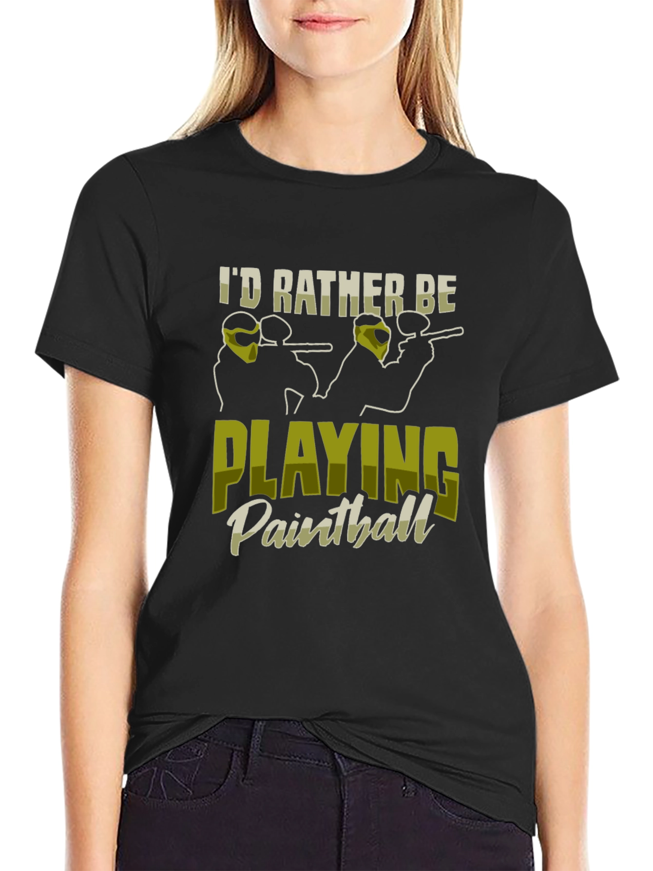 Id Rather Be Playing Paintball Black T-Shirt