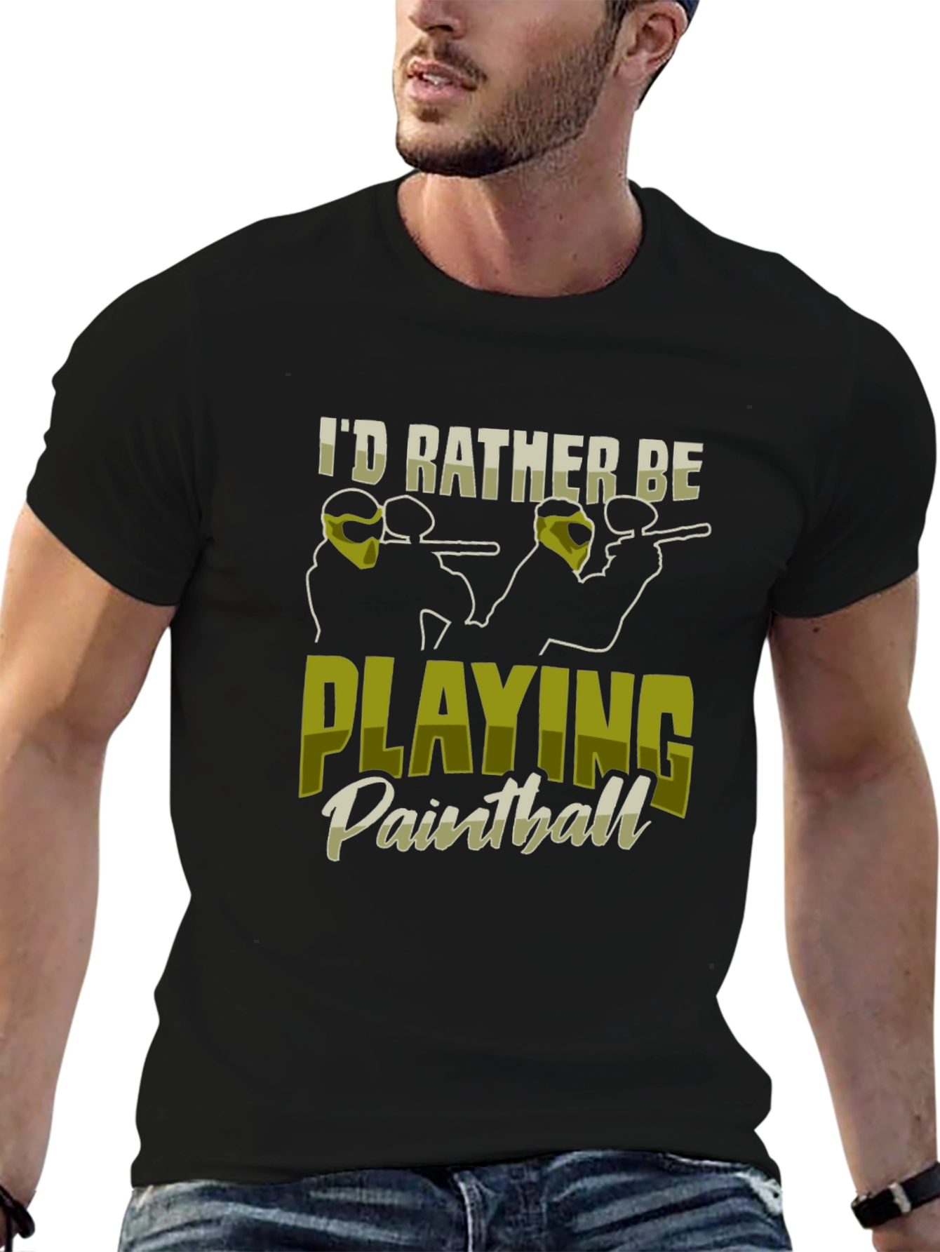 Id Rather Be Playing Paintball Black T-Shirt