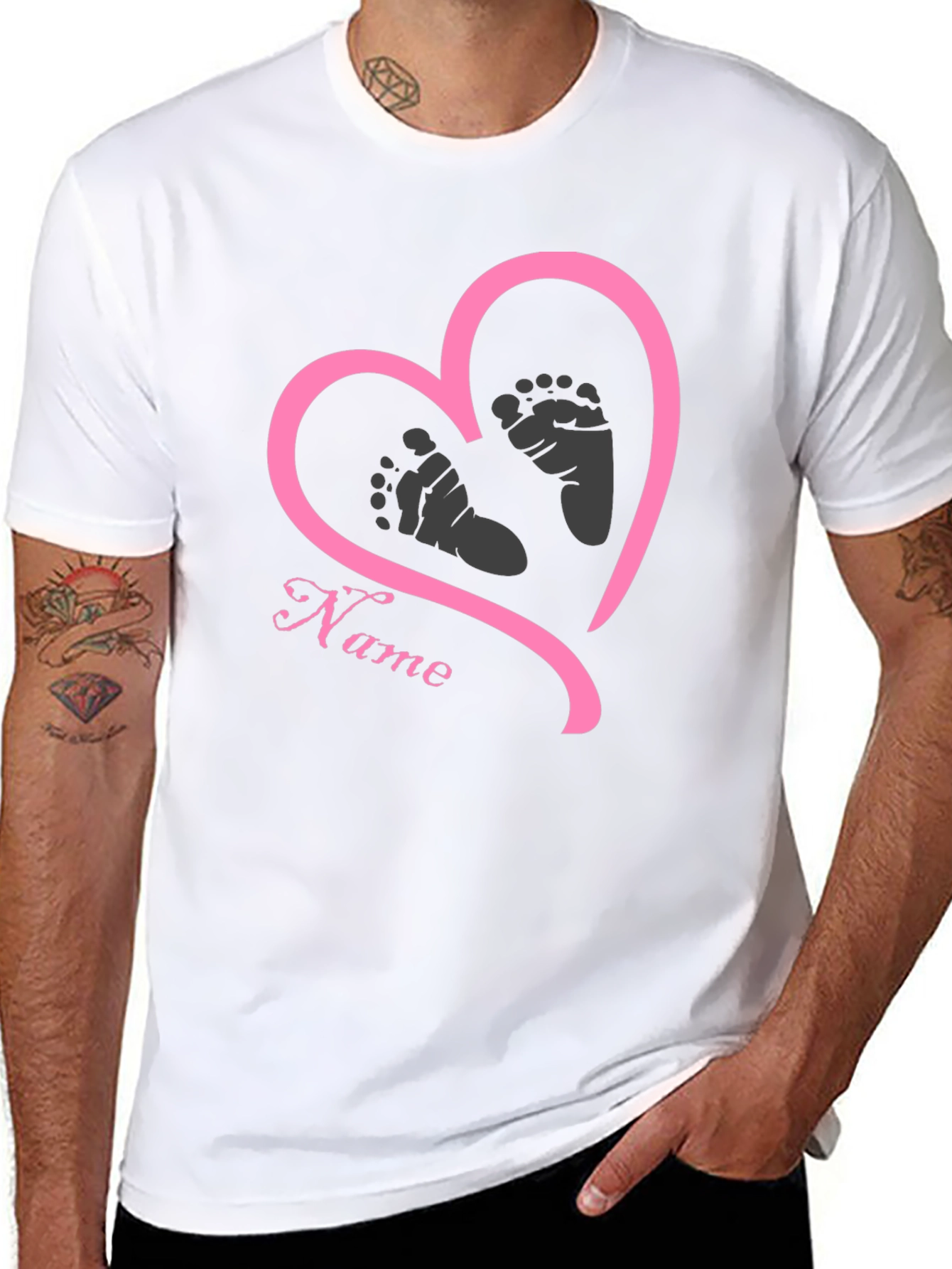 Baby Feet Heart T-Shirt - Personalized Name Tee