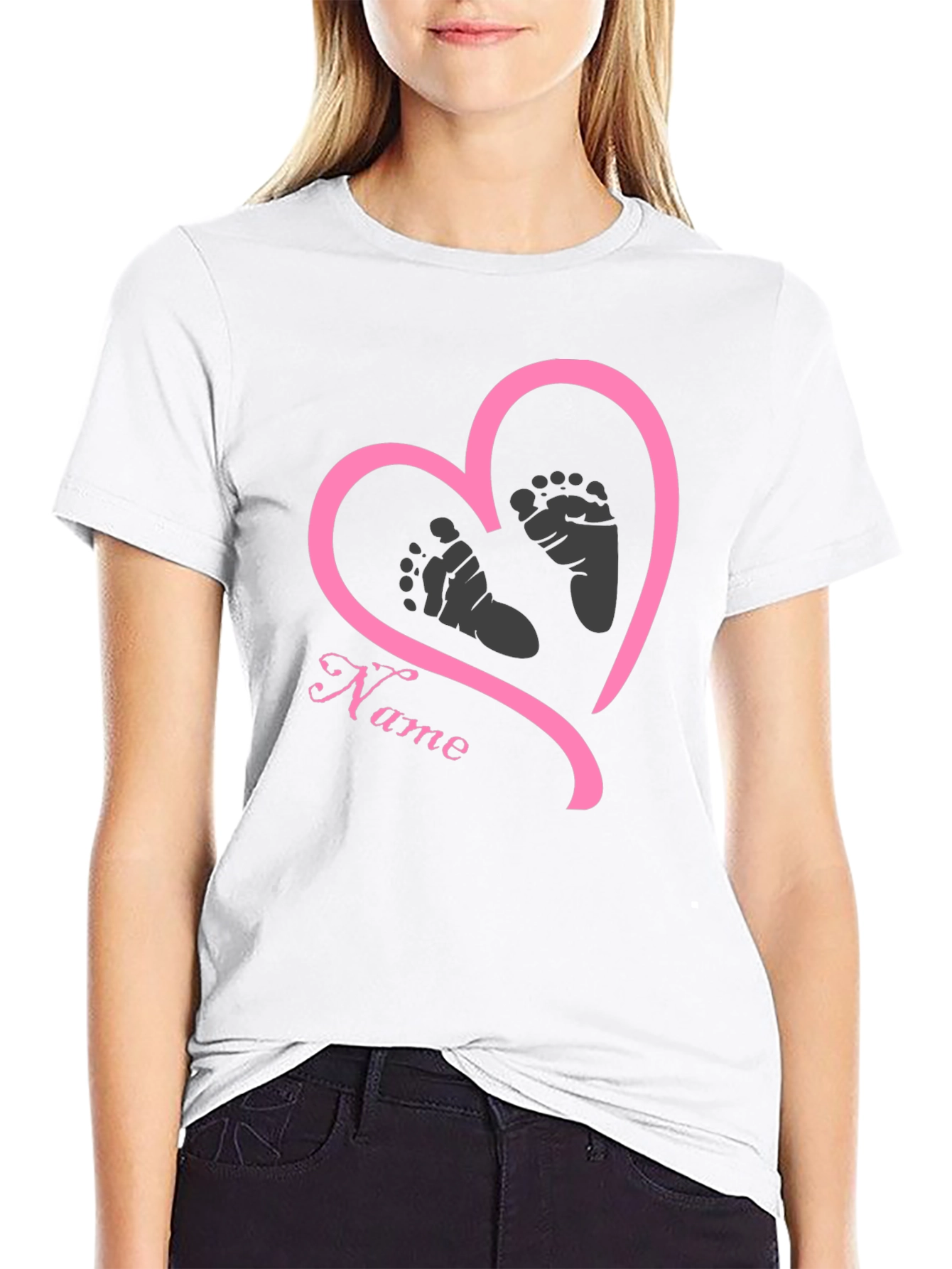 Baby Feet Heart T-Shirt - Personalized Name Tee