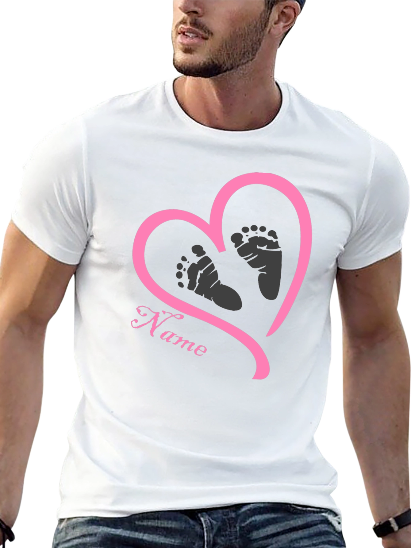 Baby Feet Heart T-Shirt - Personalized Name Tee