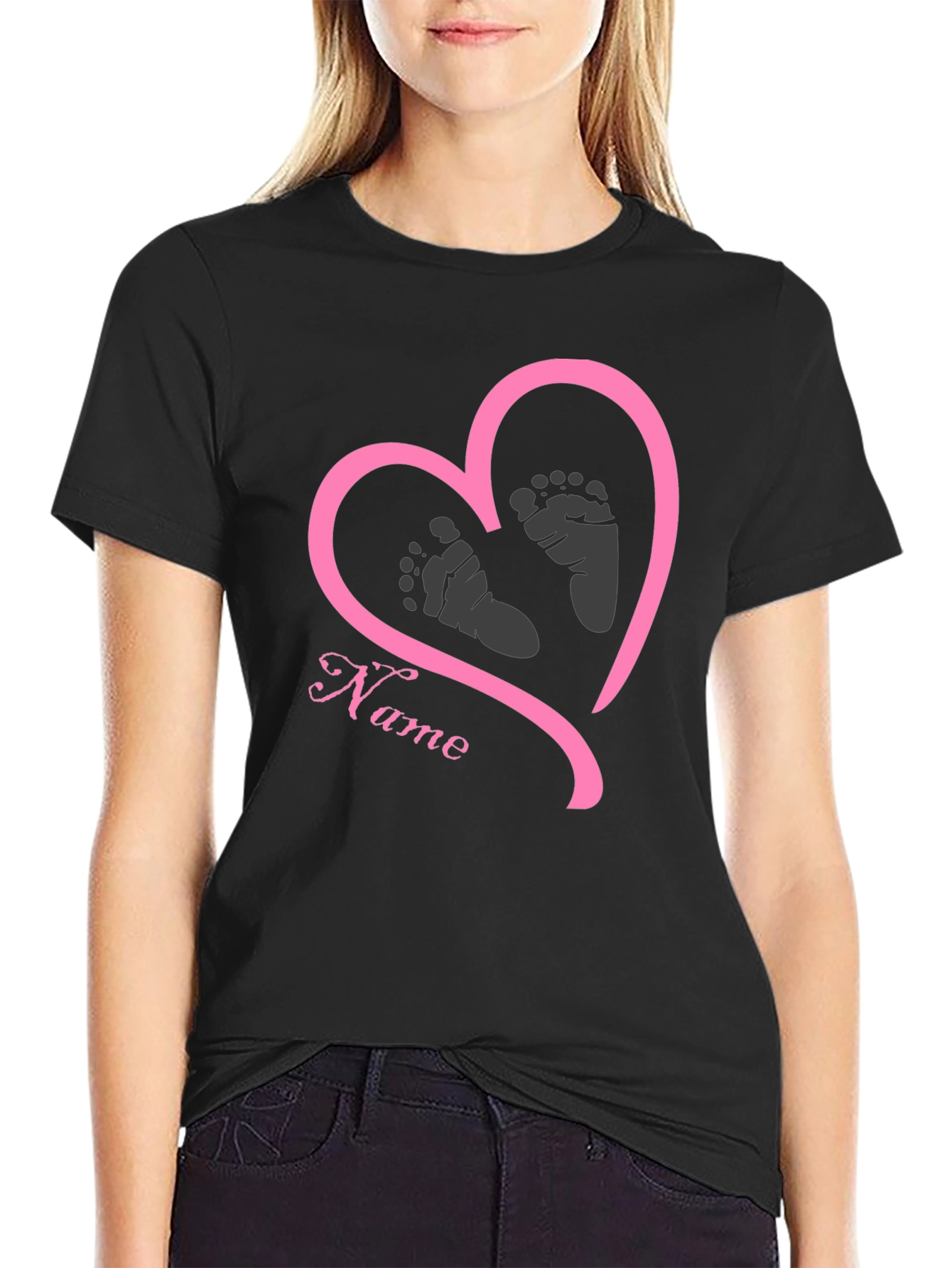 Baby Feet Heart T-Shirt - Personalized Name Tee