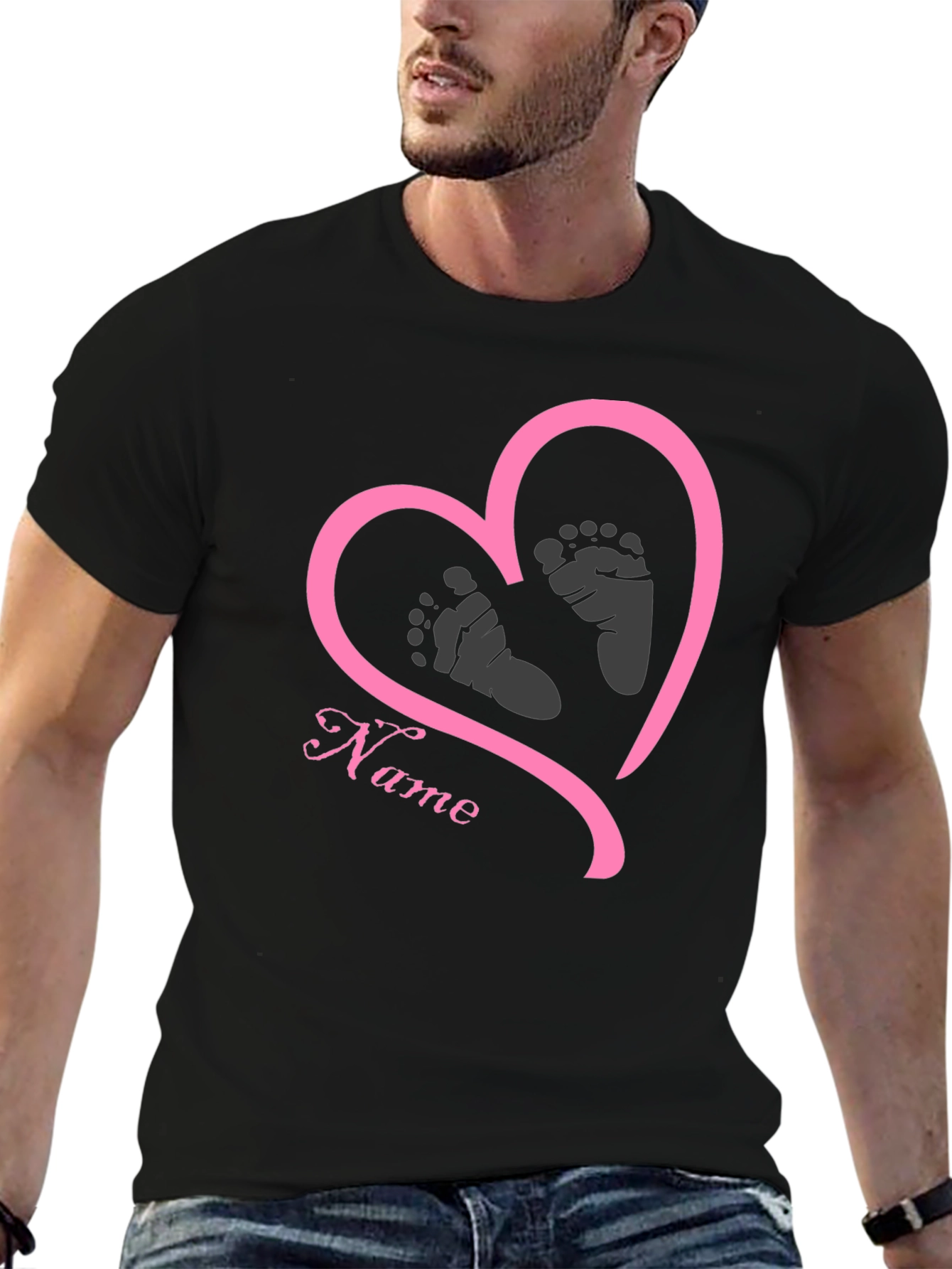Baby Feet Heart T-Shirt - Personalized Name Tee