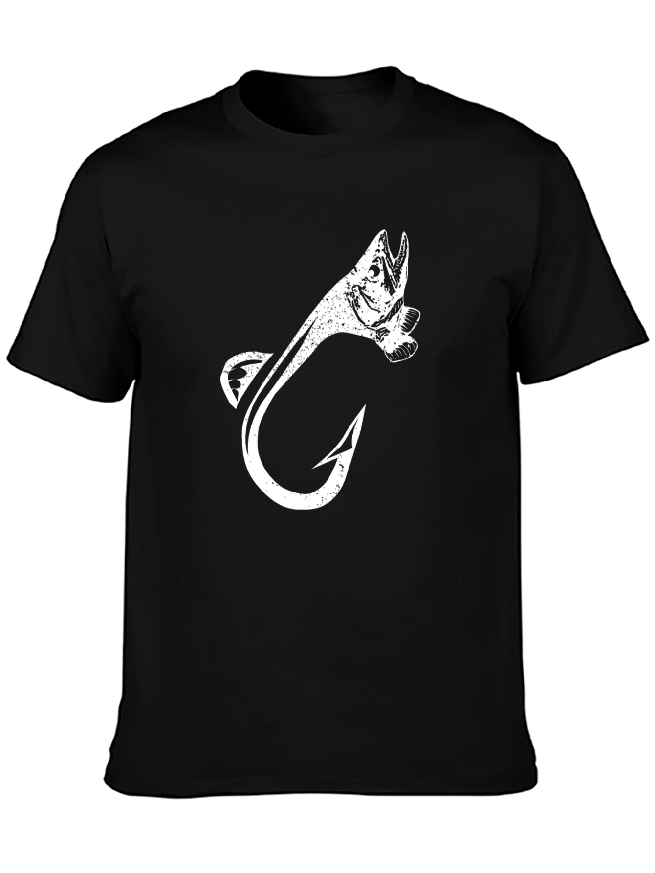 Fish Hook Graphic Tee - Black Cotton T-Shirt
